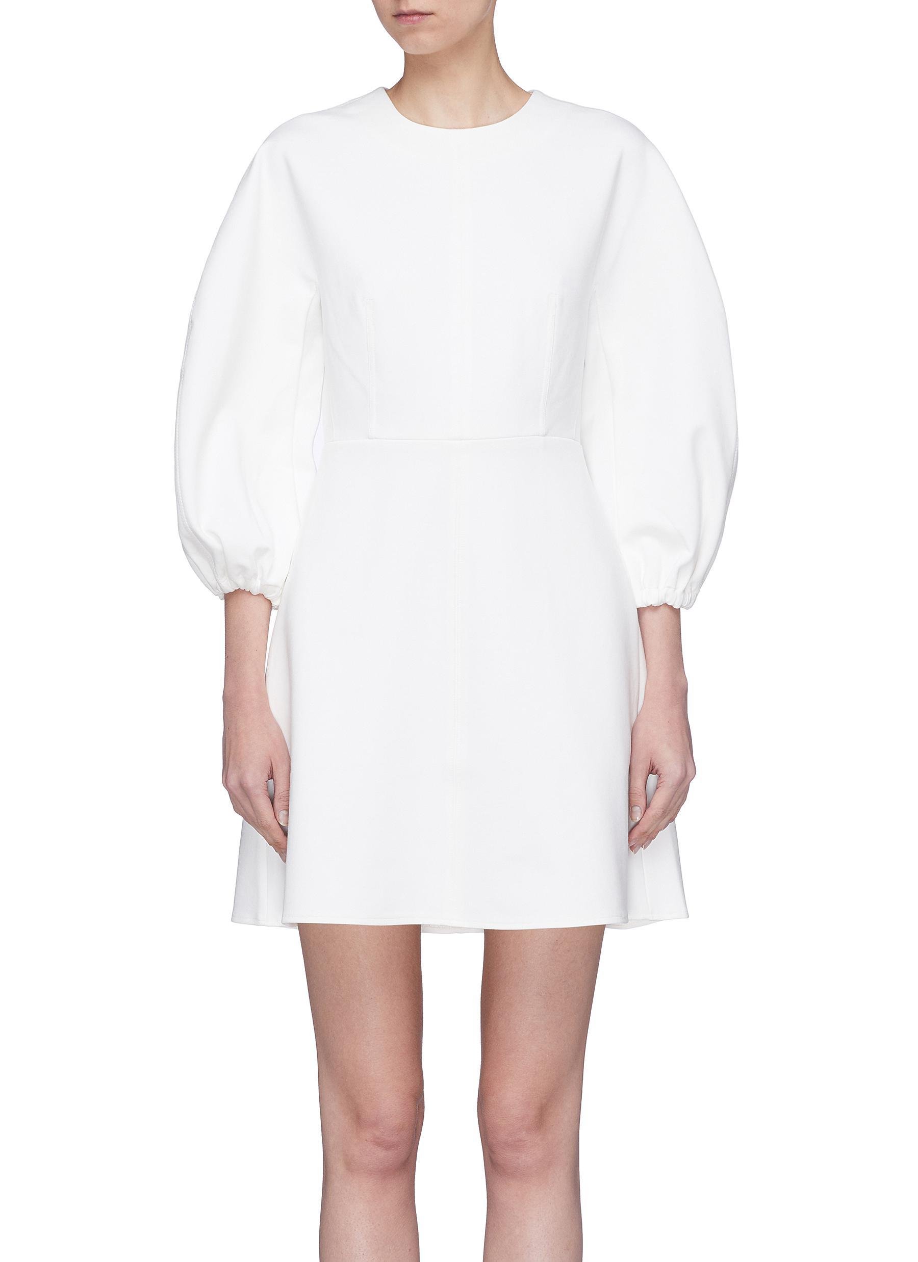 white balloon sleeve shirt dress