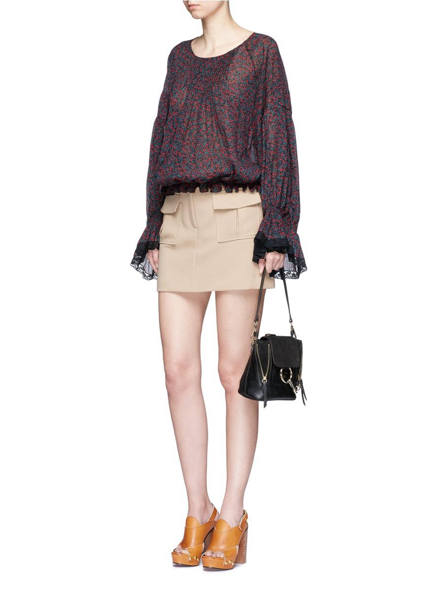 Lyst - Chloé Faye Mini Suede and Leather Backpack in Black