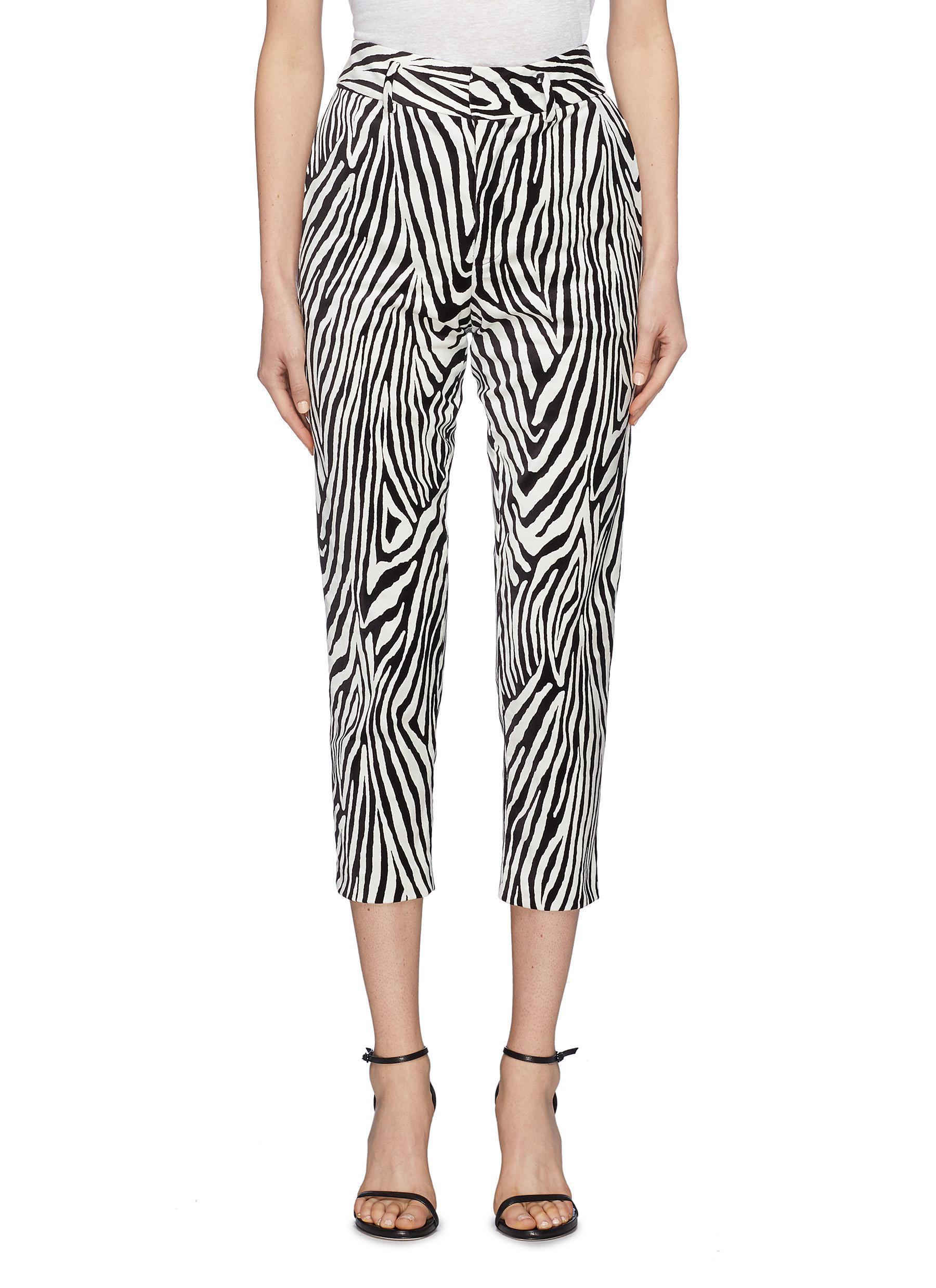 FRAME Zebra Print Tuxedo Pants in Black - Lyst