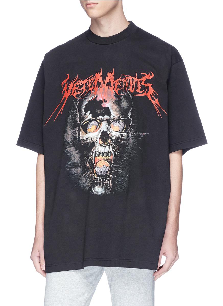 Lyst - Vetements Logo Skull Print Oversized T-shirt in Black for Men