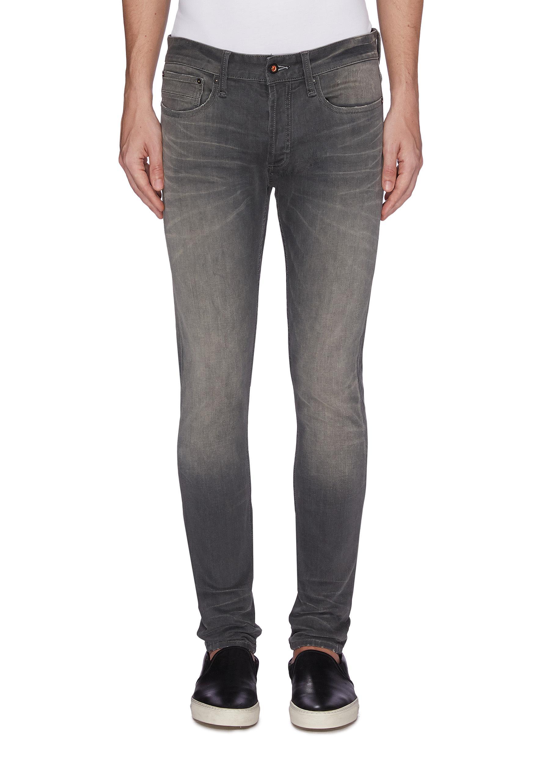 Denham Denim 'bolt' Washed Skinny Jeans in Grey (Gray) for Men - Lyst
