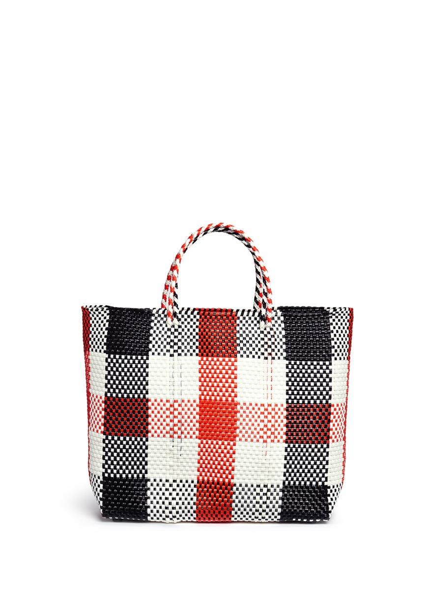 miller woven plaid mini bag