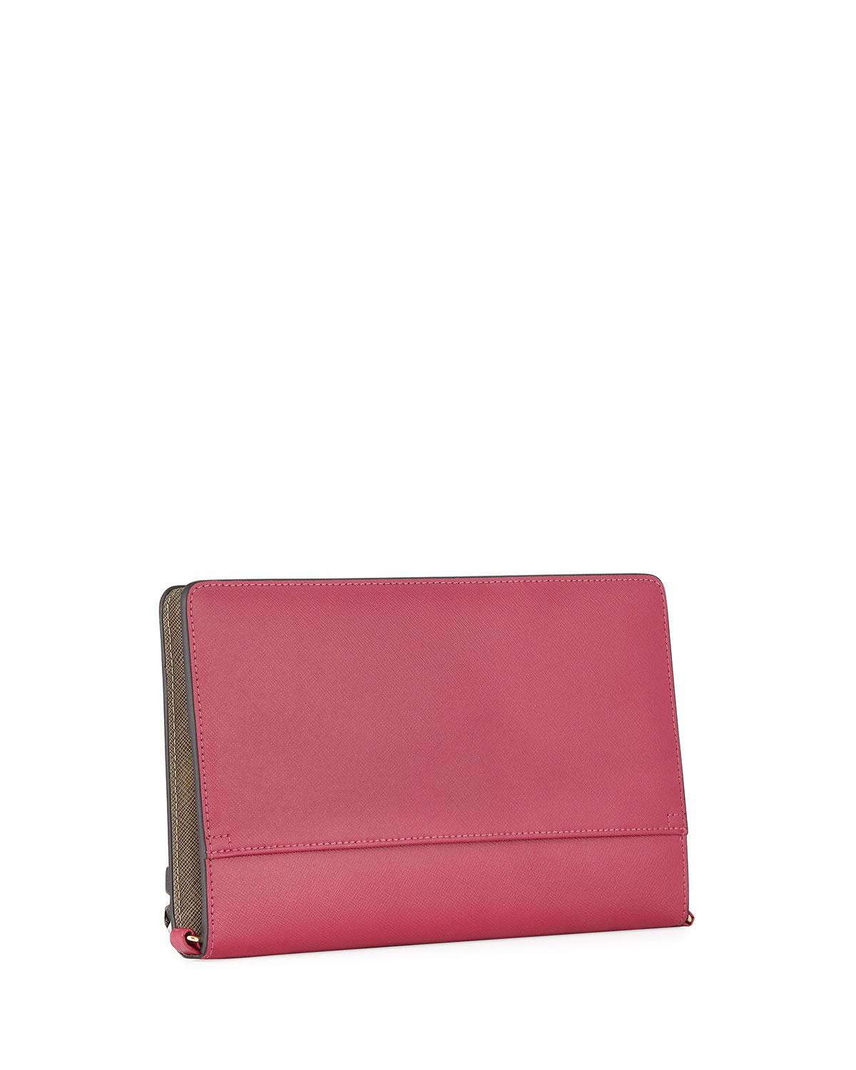 Neiman Marcus Saffiano Flap Wallet On A Chain - Lyst