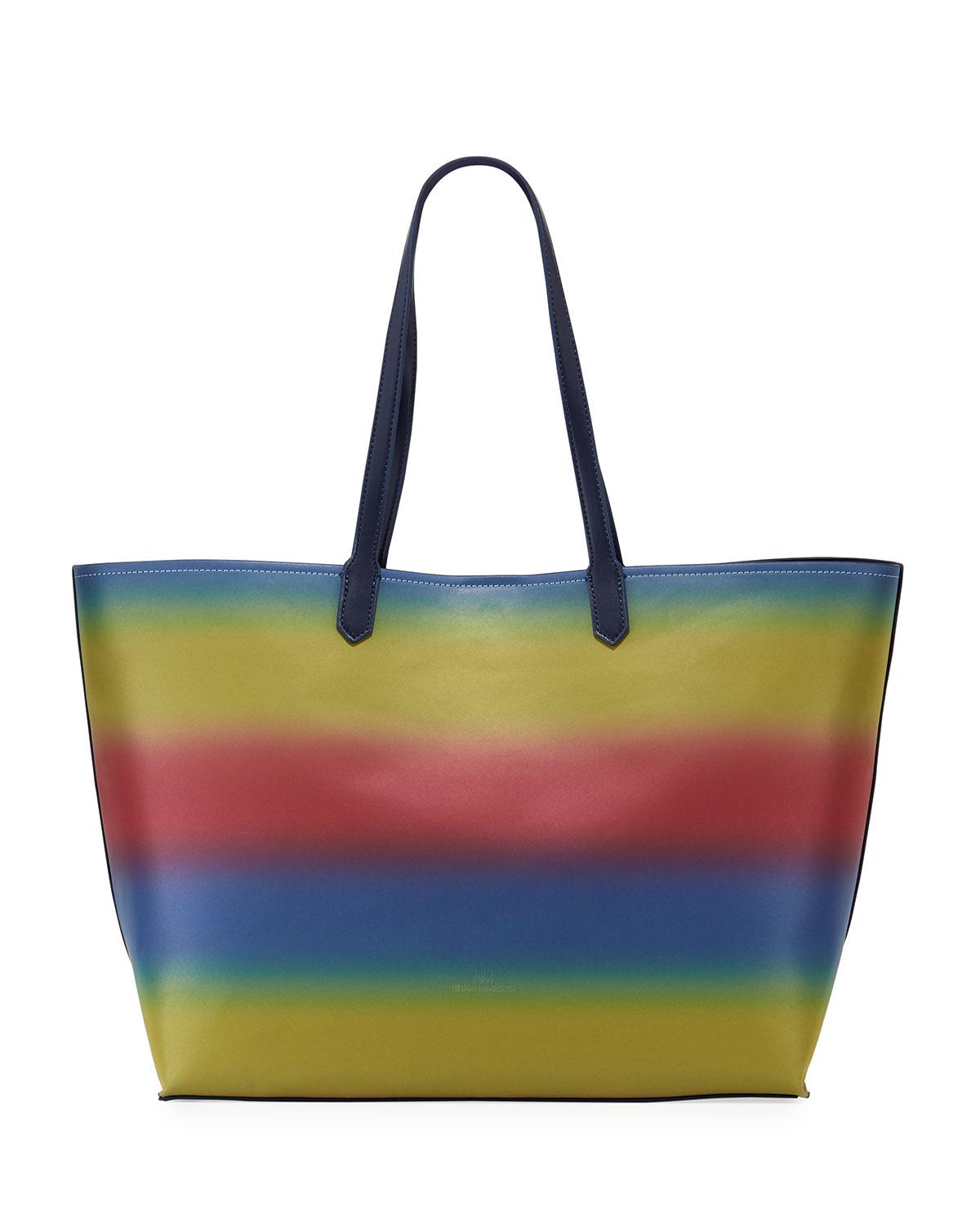 Lyst - Neiman Marcus Large Reflective Rainbow Tote Bag in Blue