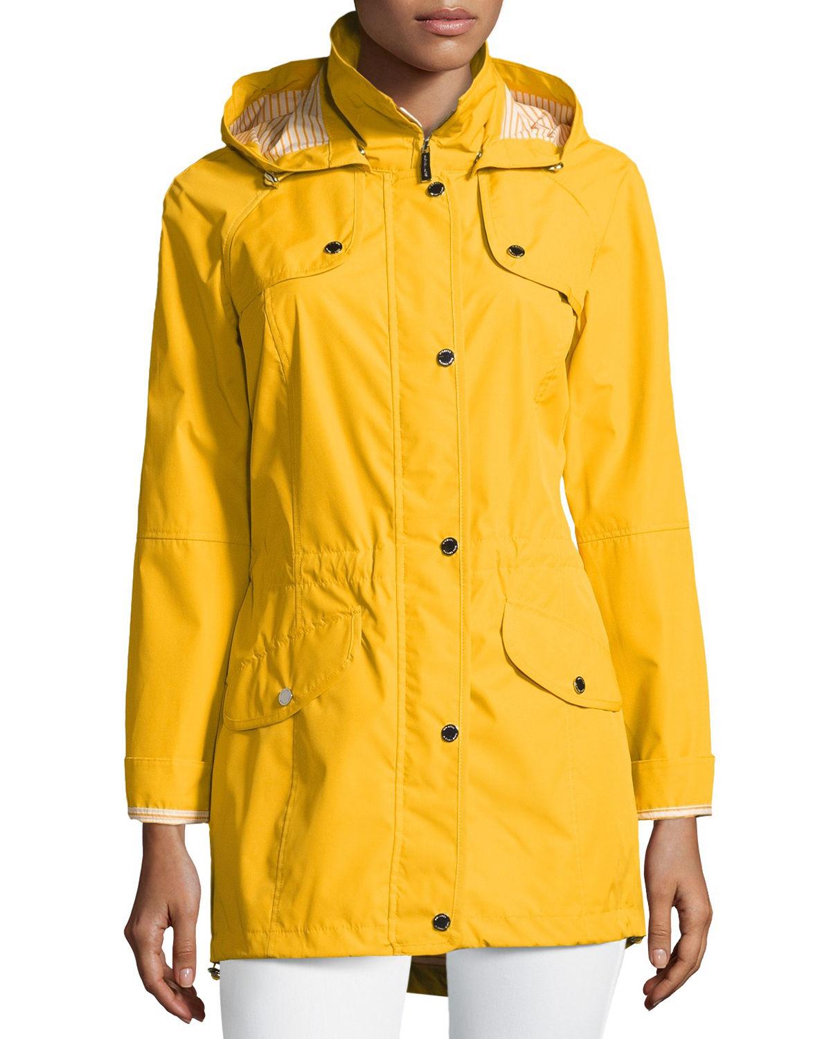 Michael michael kors Cinched-waist Utility Jacket With Hood in Yellow ...