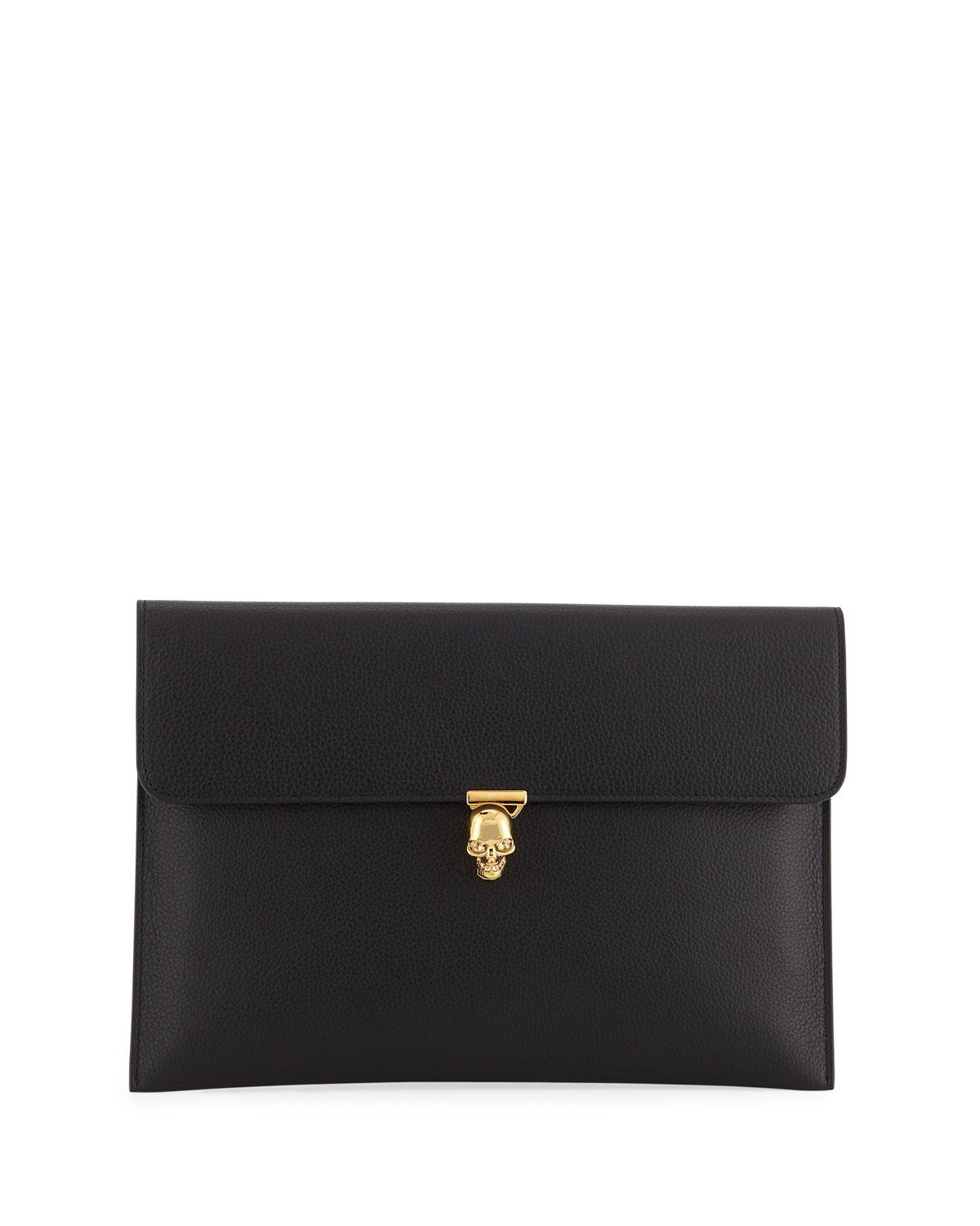 alexander mcqueen black skull clutch