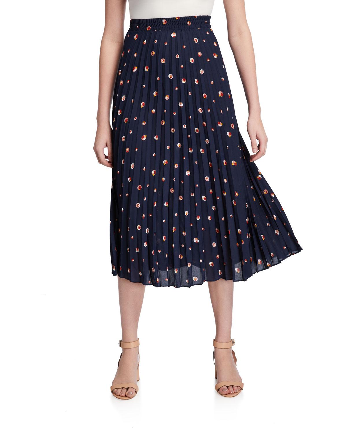 Max Studio Synthetic Pleated Circle Print Midi Skirt in Blue/Pink (Blue ...