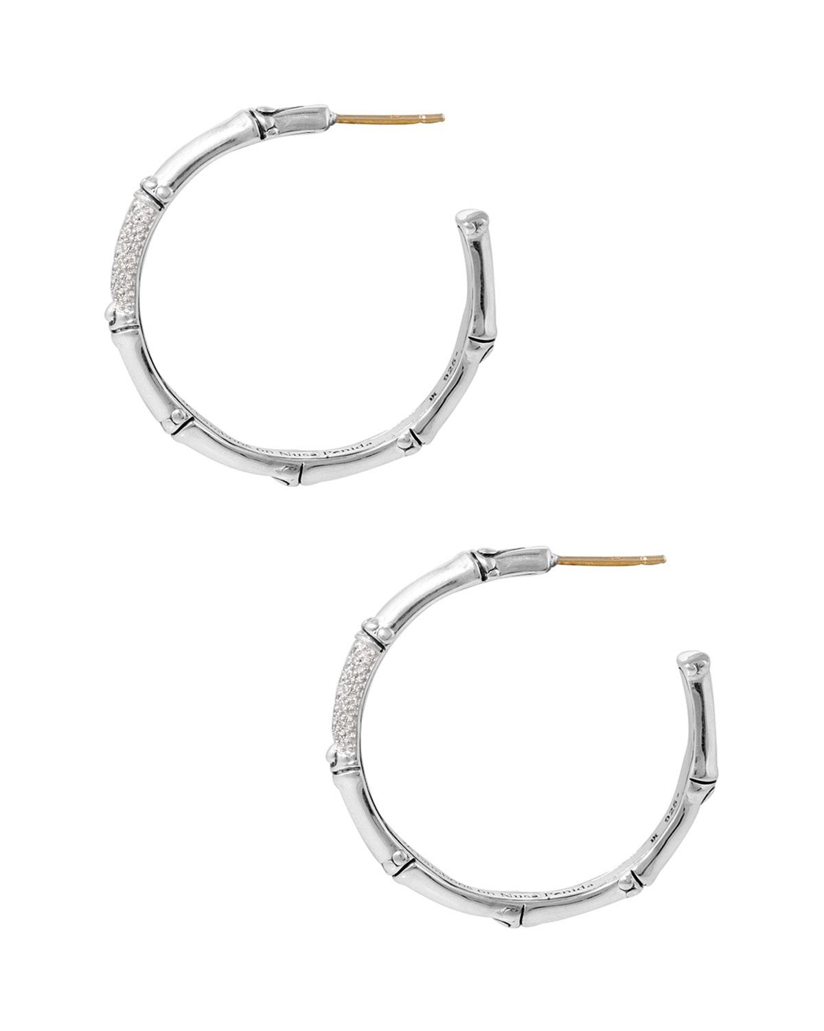 Lyst John Hardy Bamboo Diamond Pave Hoop Earrings In Metallic