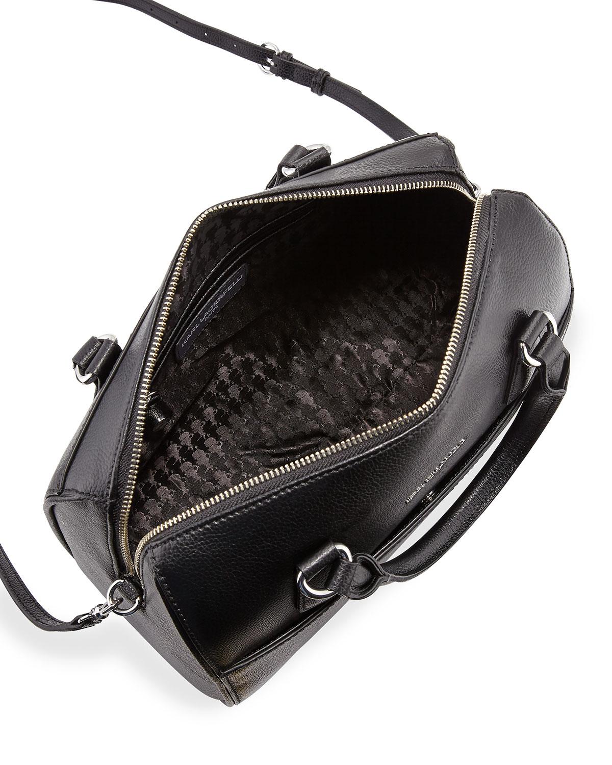 Lyst Karl Lagerfeld Winnie Leather Satchel Bag In Black
