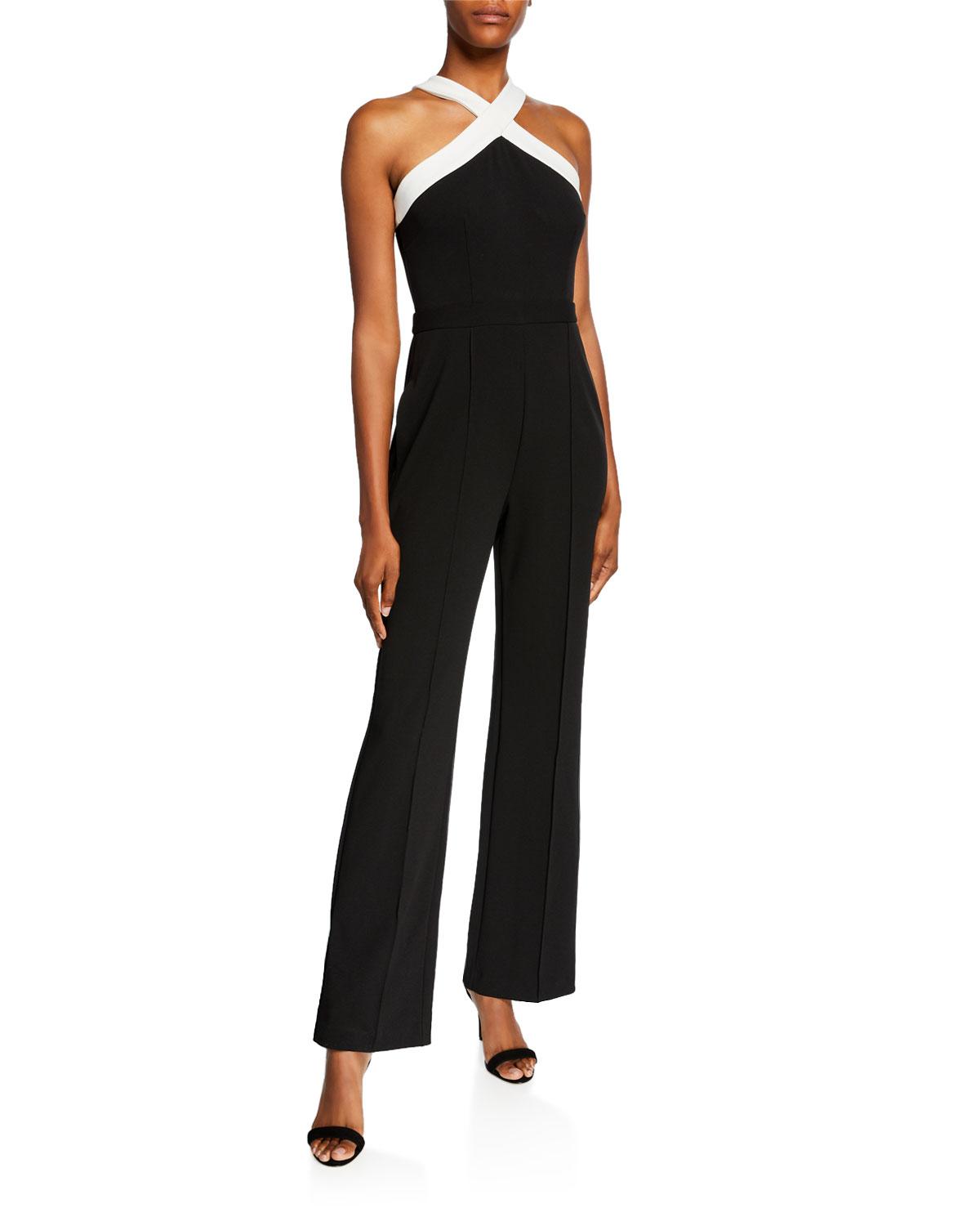 Donna Morgan Color Block Halter Jumpsuit in Black - Save 30% - Lyst