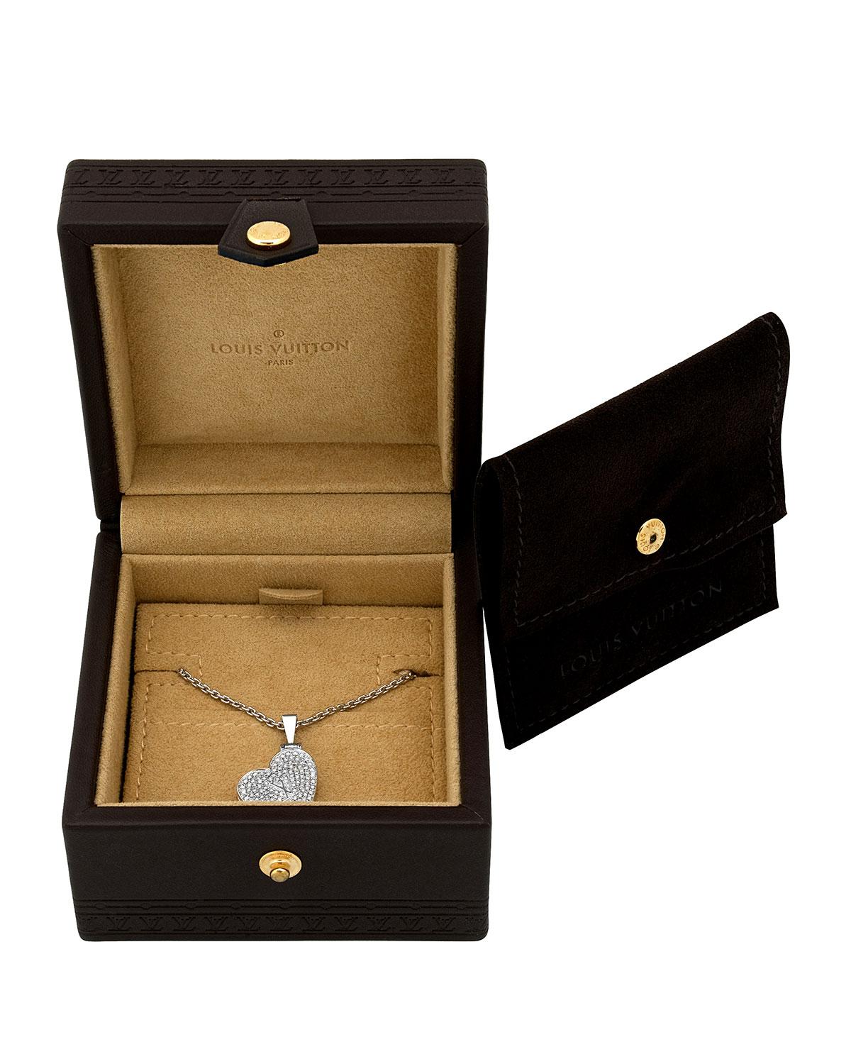 Lyst - Louis Vuitton 18k White Gold Diamond Heart Locket Pendant Necklace in White