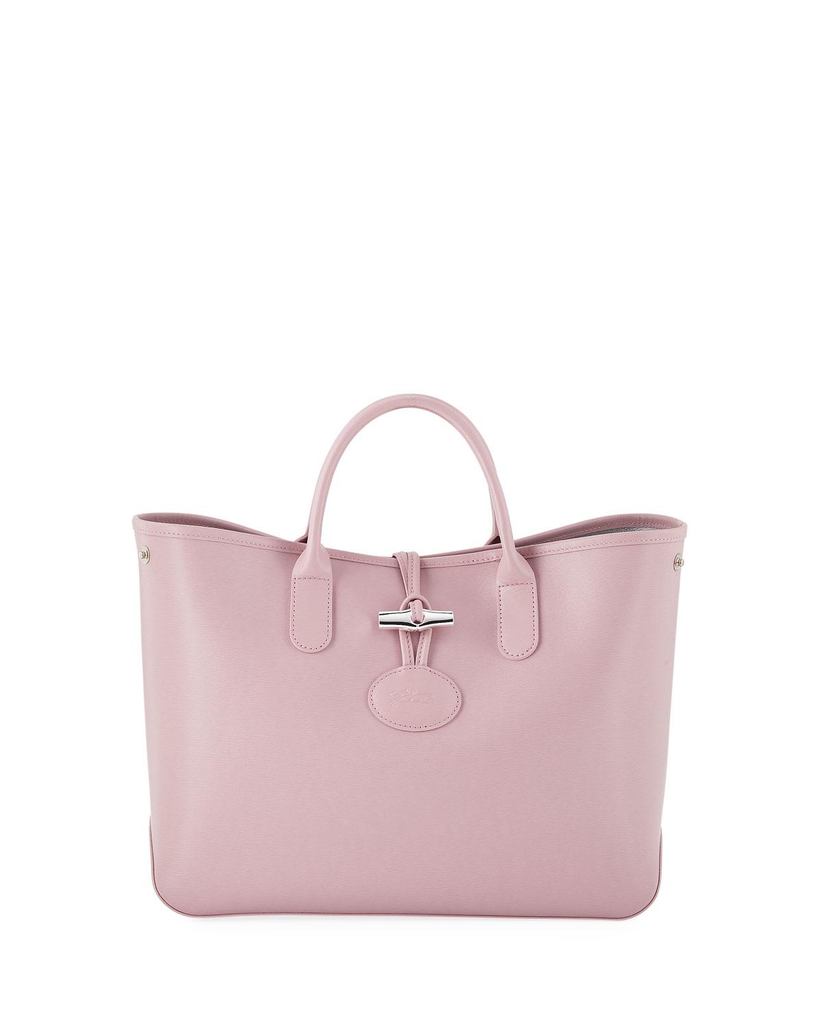 Lyst Longchamp Roseau Reversible Leather Tote Bag In Pink Longchamp Women S Pink Roseau Reversible Leather Tote Bag