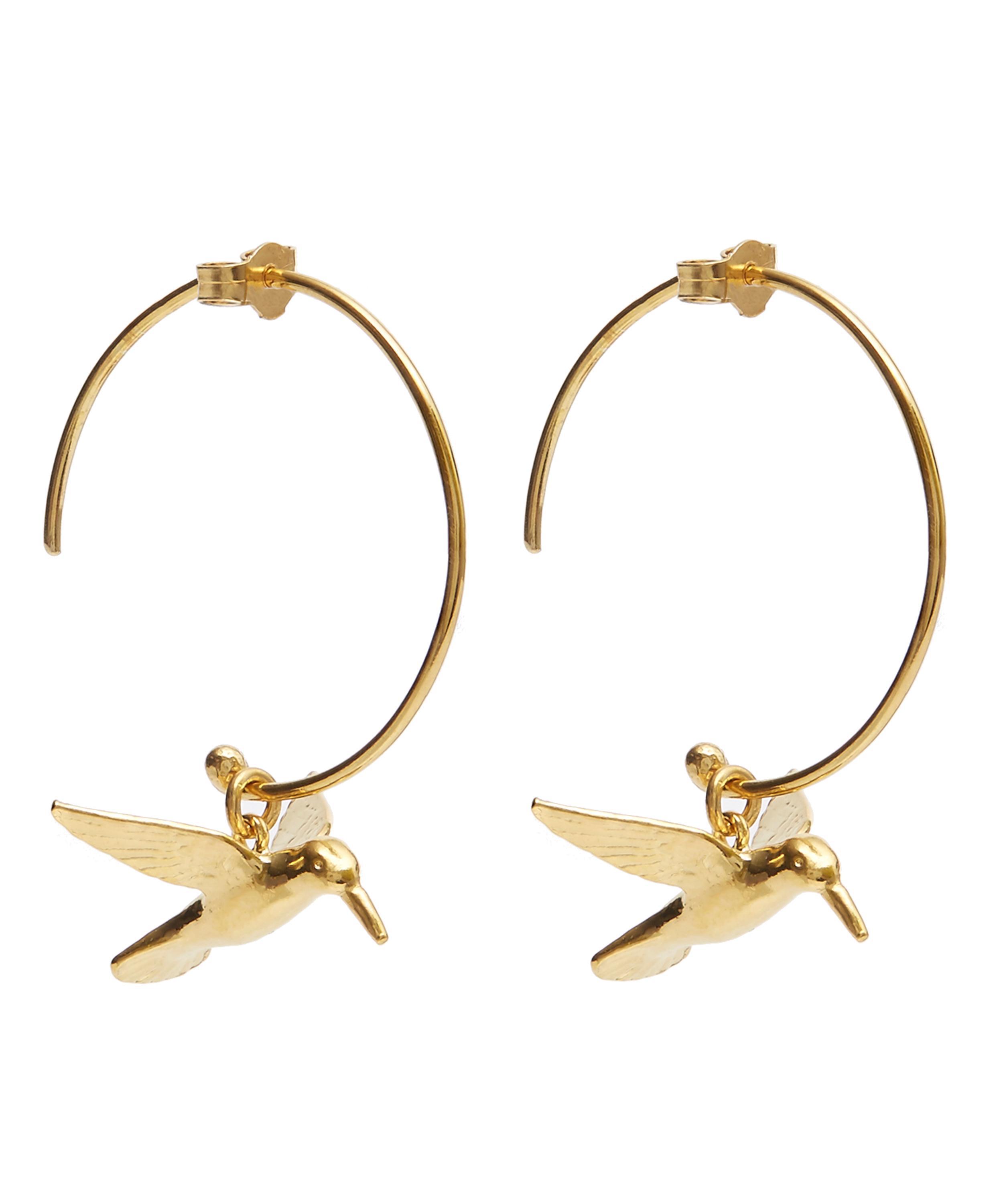 Lyst Alex Monroe Gold Plated Hummingbird Hoop Earrings In Metallic Alex Monroe Women S Metallic Gold Plated Hummingbird Hoop Earrings