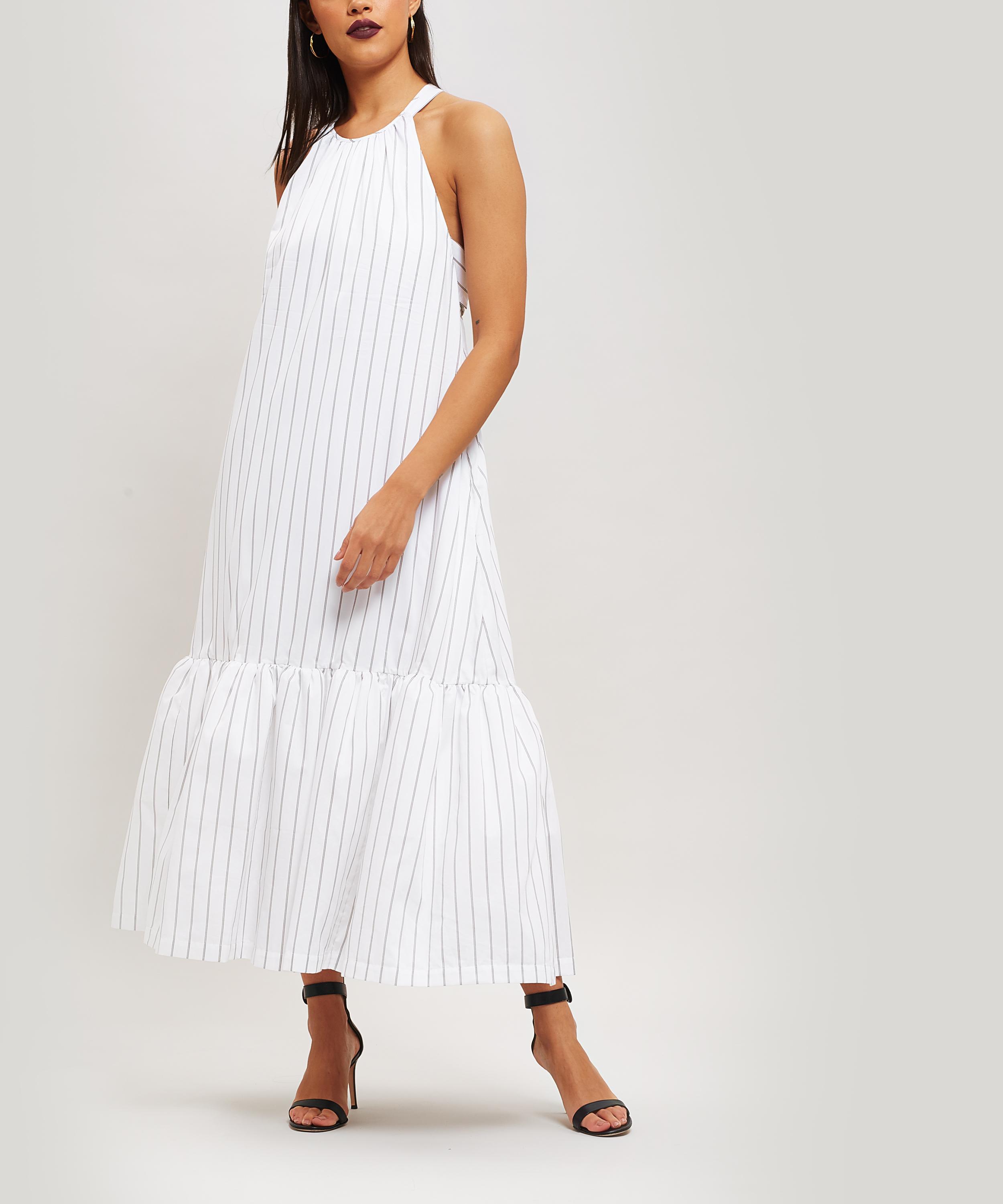 3.1 Phillip Lim Tiered Striped Midi-dress in White - Lyst