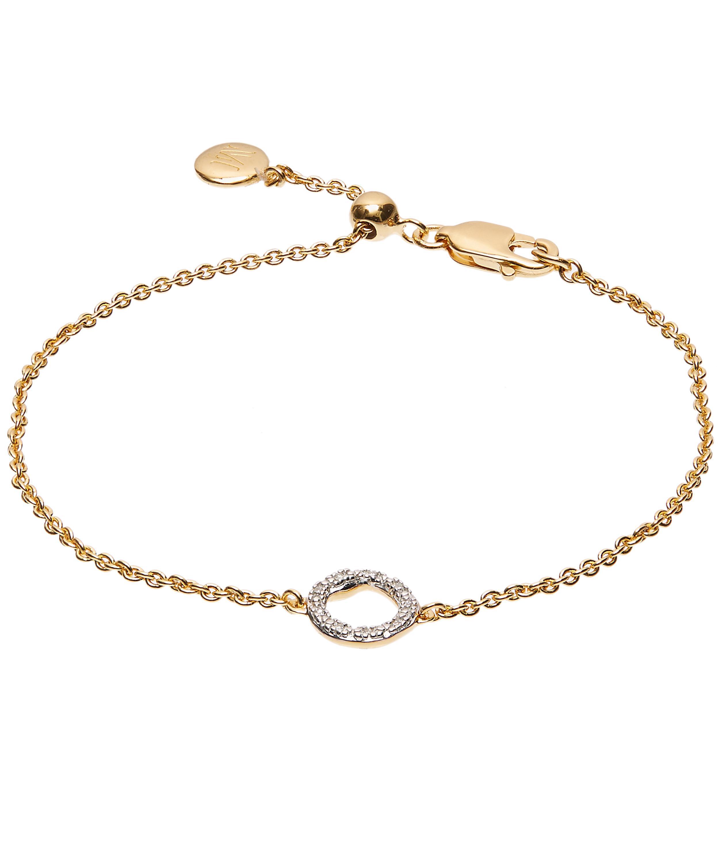 Lyst - Monica Vinader Gold Vermeil Riva Mini Diamond Circle Bracelet in ...