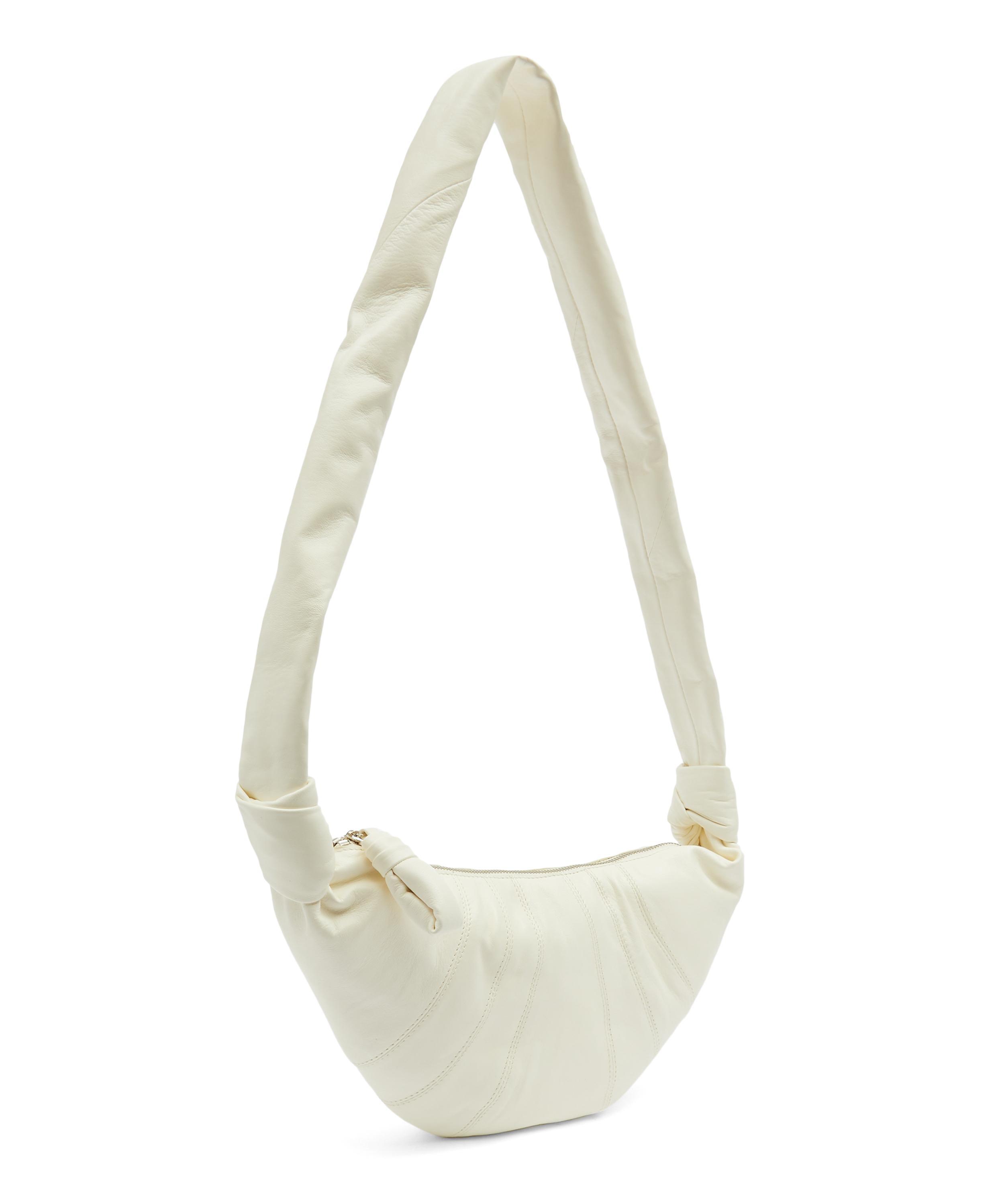 Lemaire Small Leather Croissant Shoulder Bag in White - Lyst