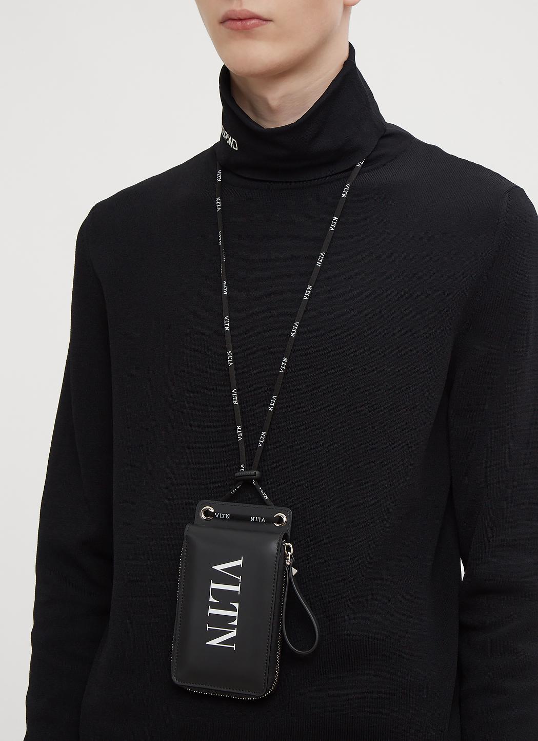 Lyst - Valentino Vltn Zip Around Lanyard Wallet In Black in Black for Men