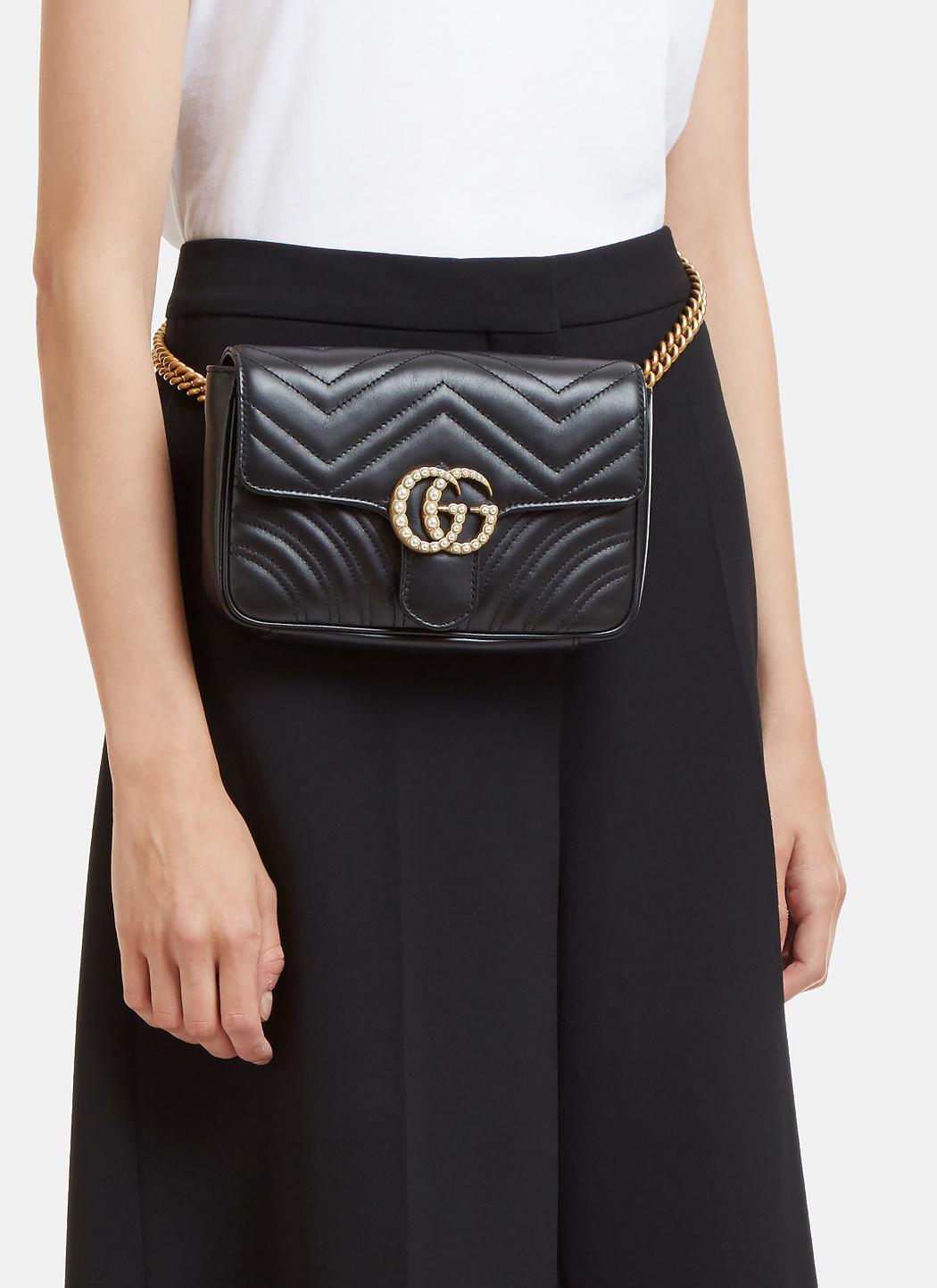 Lyst - Gucci Marmont 2.0 Gg Pearl Bag In Black in Black