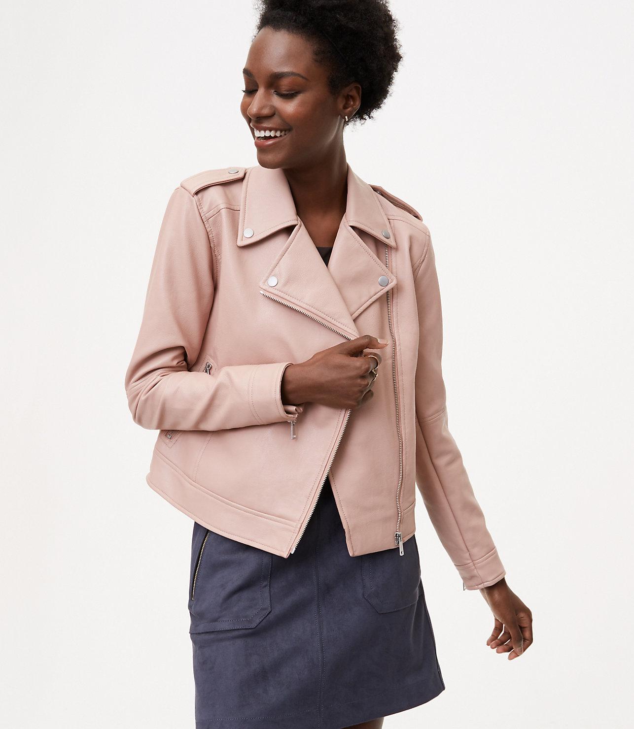 Lyst Loft Faux Leather Motorcycle Jacket In Pink Gallery