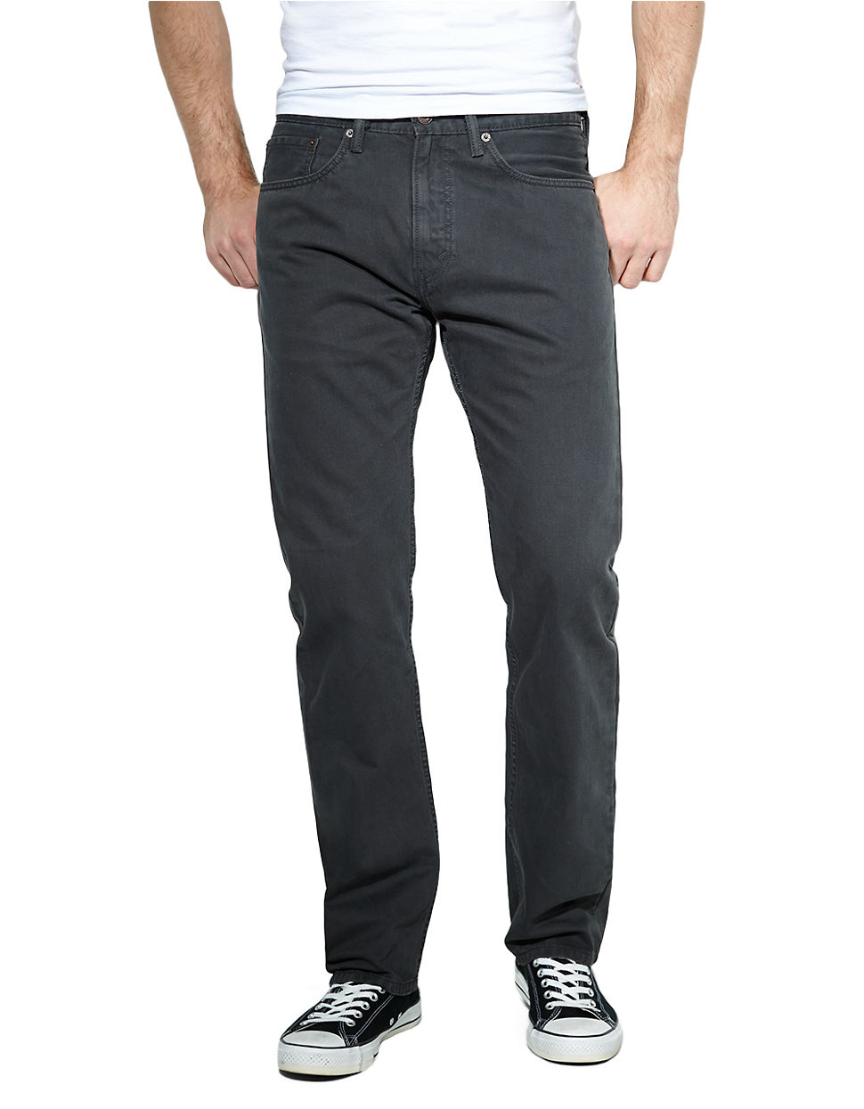 Levi's 505 Regular Fit Graphite Twill Jeans in Gray for Men | Lyst