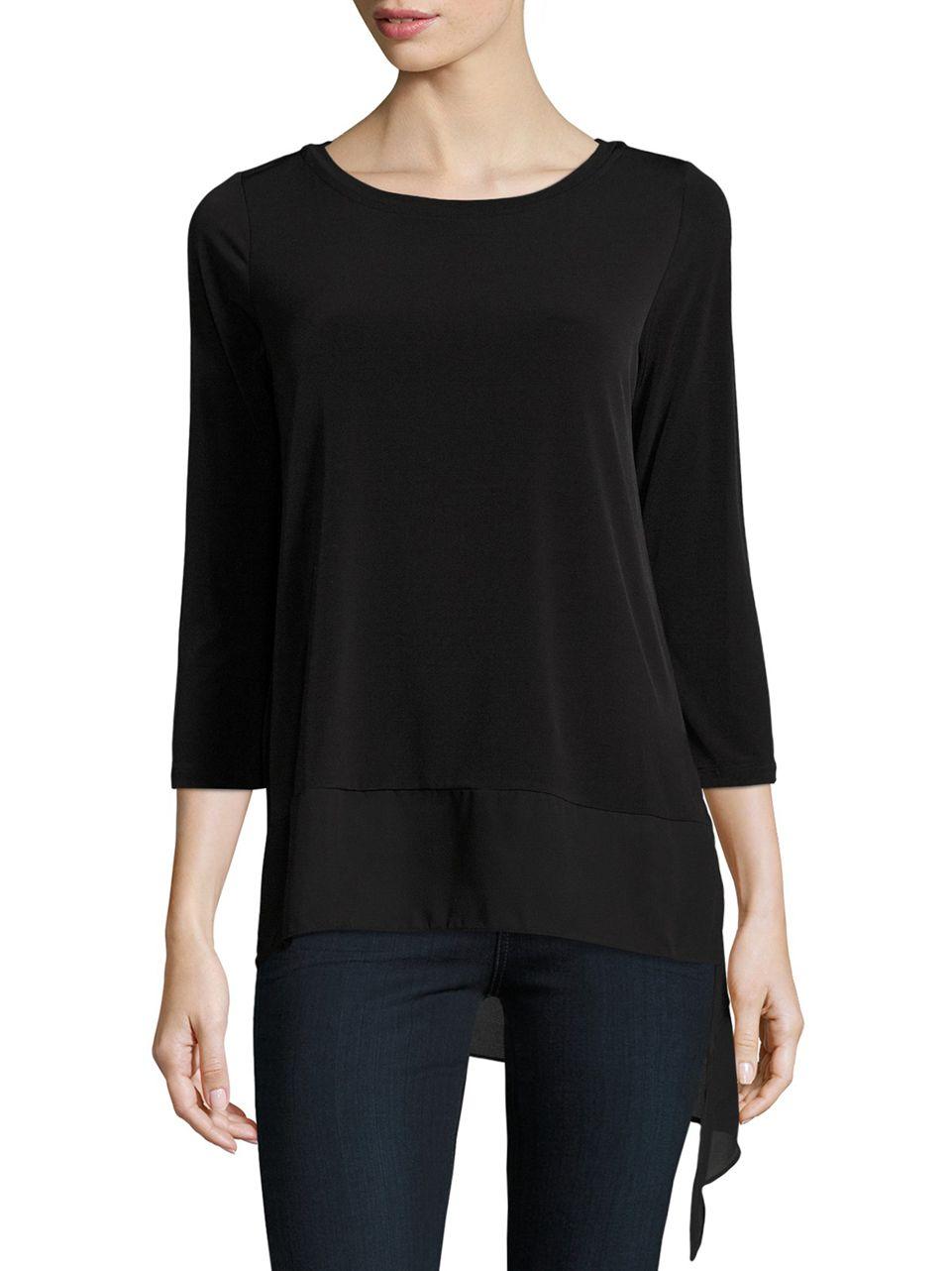 Lyst - Ivanka trump Hi-lo Mock Layer Blouse in Black