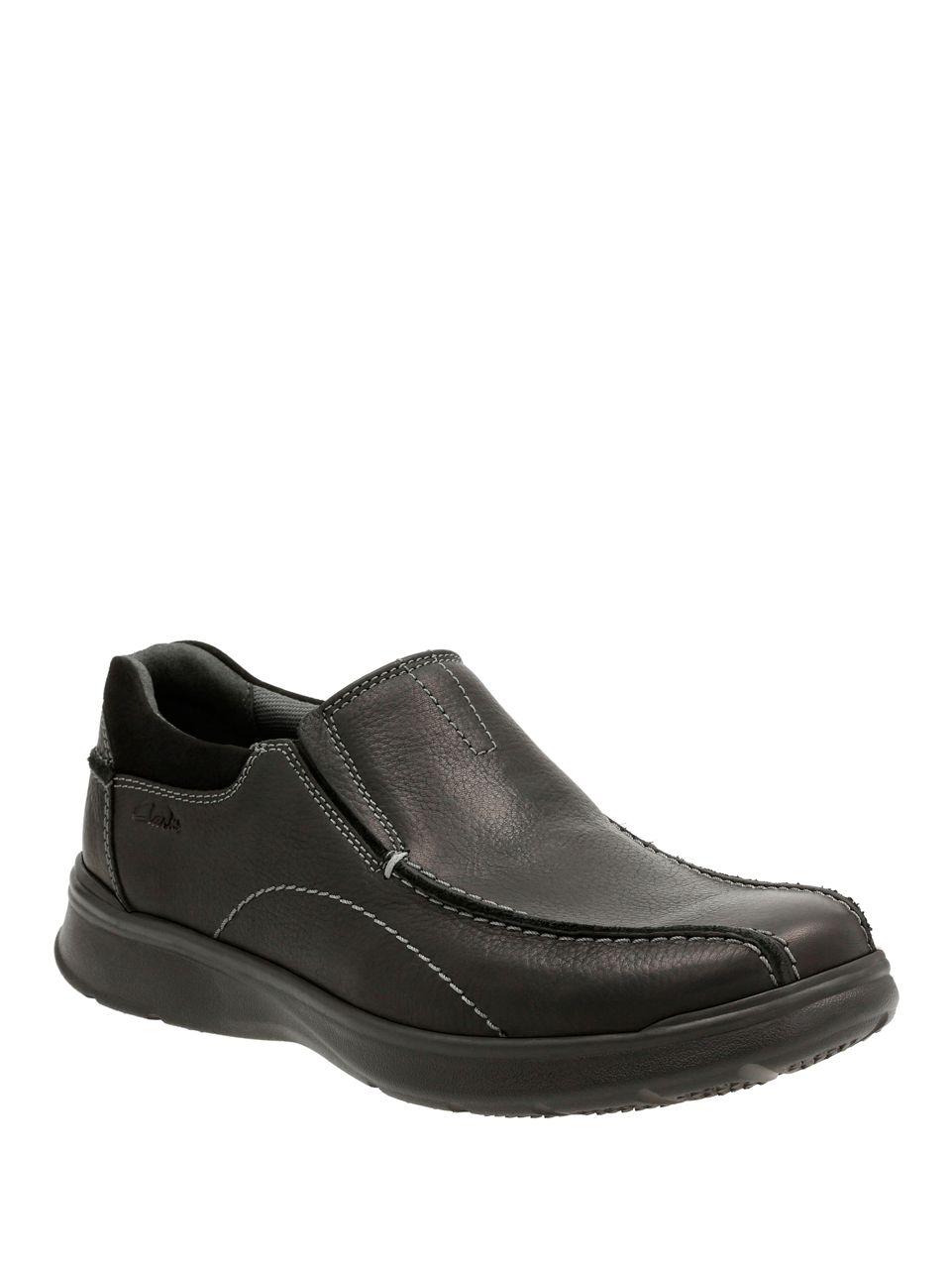 Lyst - Clarks Leather Slip-on Shoes in Black for Men