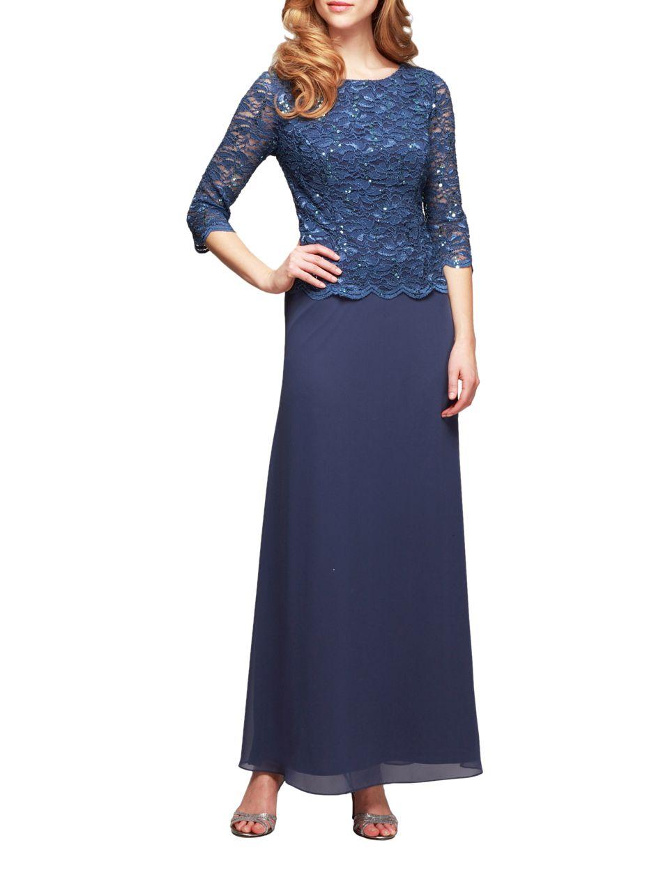 lace and chiffon gown