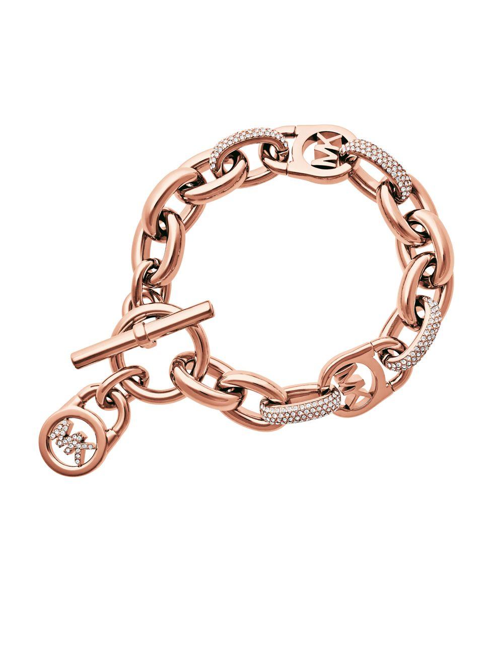 Lyst - Michael Kors Rose Goldtone Oversized Chain Link Bracelet in Metallic