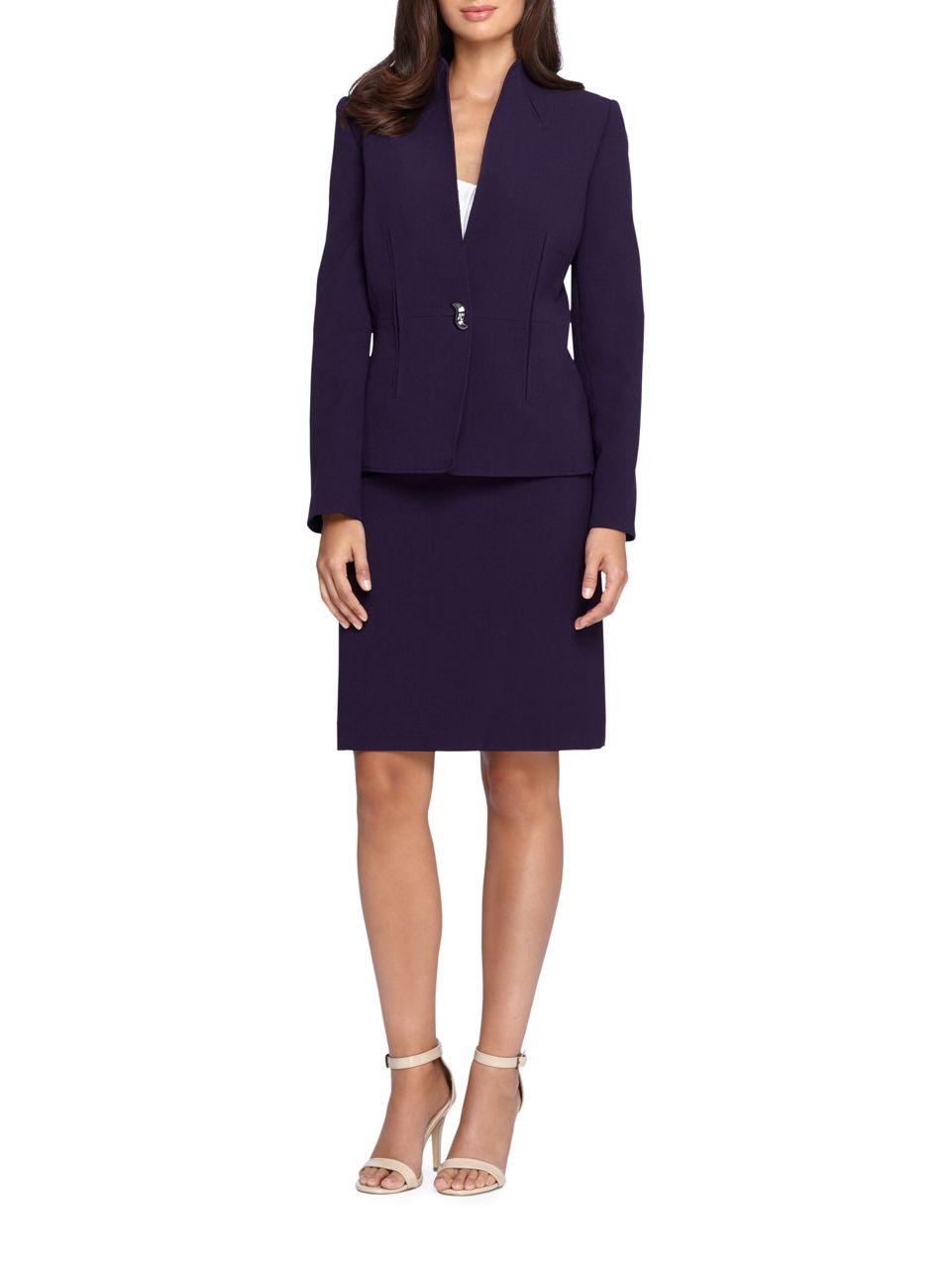 Tahari Skirt & Pleated Suit Set in Purple | Lyst