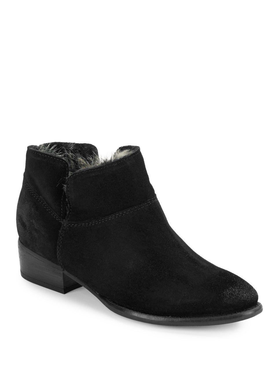 black faux suede booties