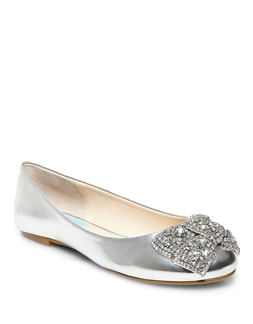 Lyst - Betsey Johnson Ever Metallic Bow Flats in Metallic