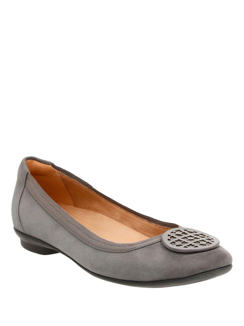 Lyst Clarks Candra Suede Ballet Flats In Gray