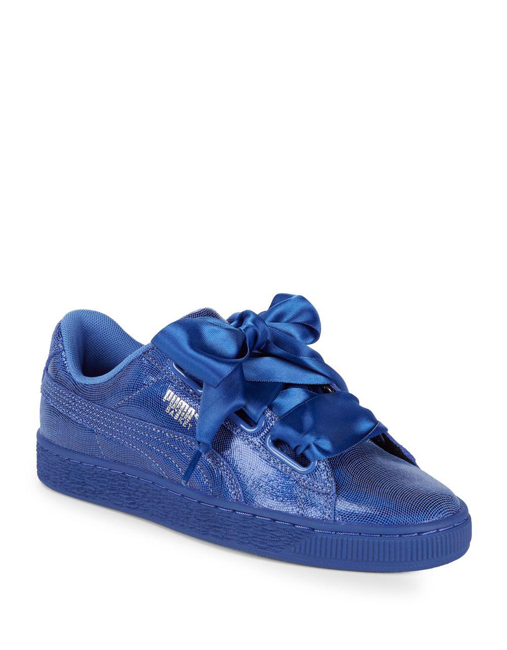 Lyst Puma Ribbon Laceup Leather Sneakers in Blue