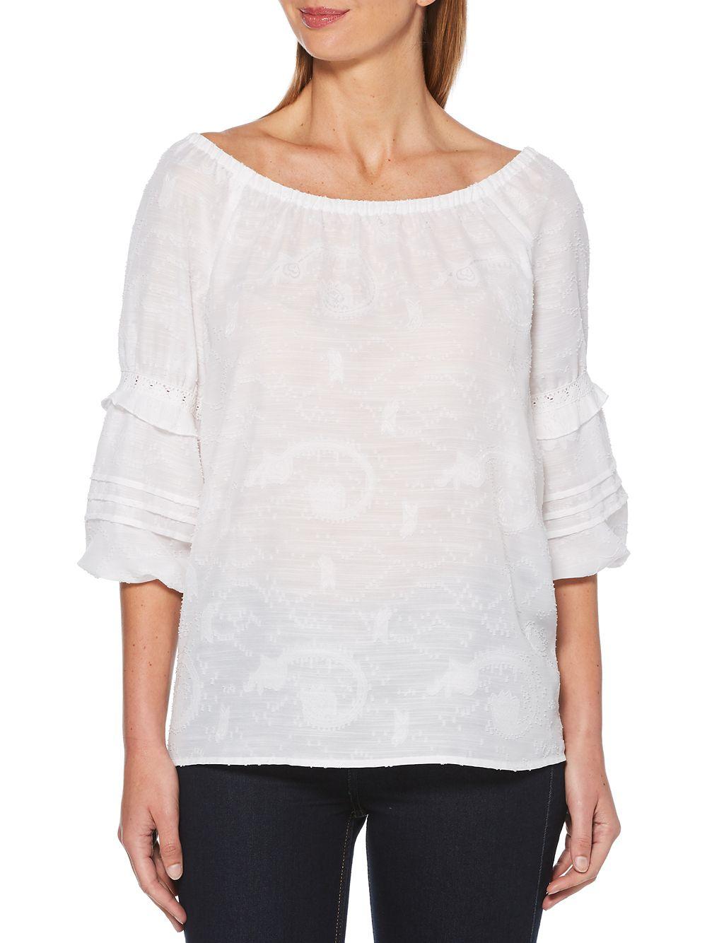 Rafaella Petite Offtheshoulder Peasantsleeve Top in White Lyst