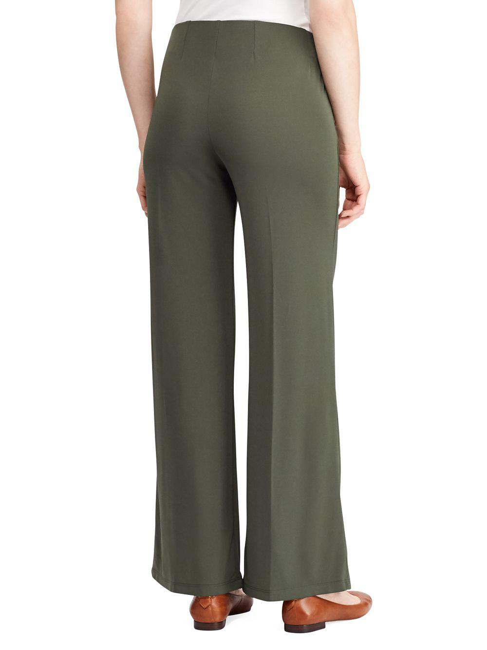 Lauren by Ralph Lauren Petite Stretch Jersey Wide-leg Pant in Green - Lyst