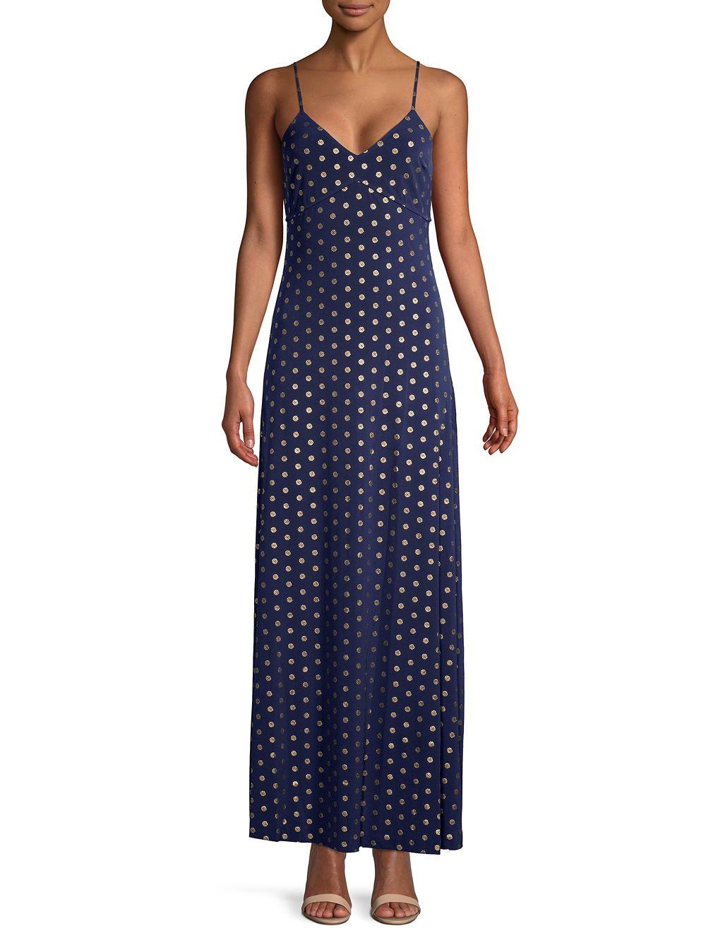 MICHAEL Michael Kors Dotted Maxi Dress in Blue - Lyst