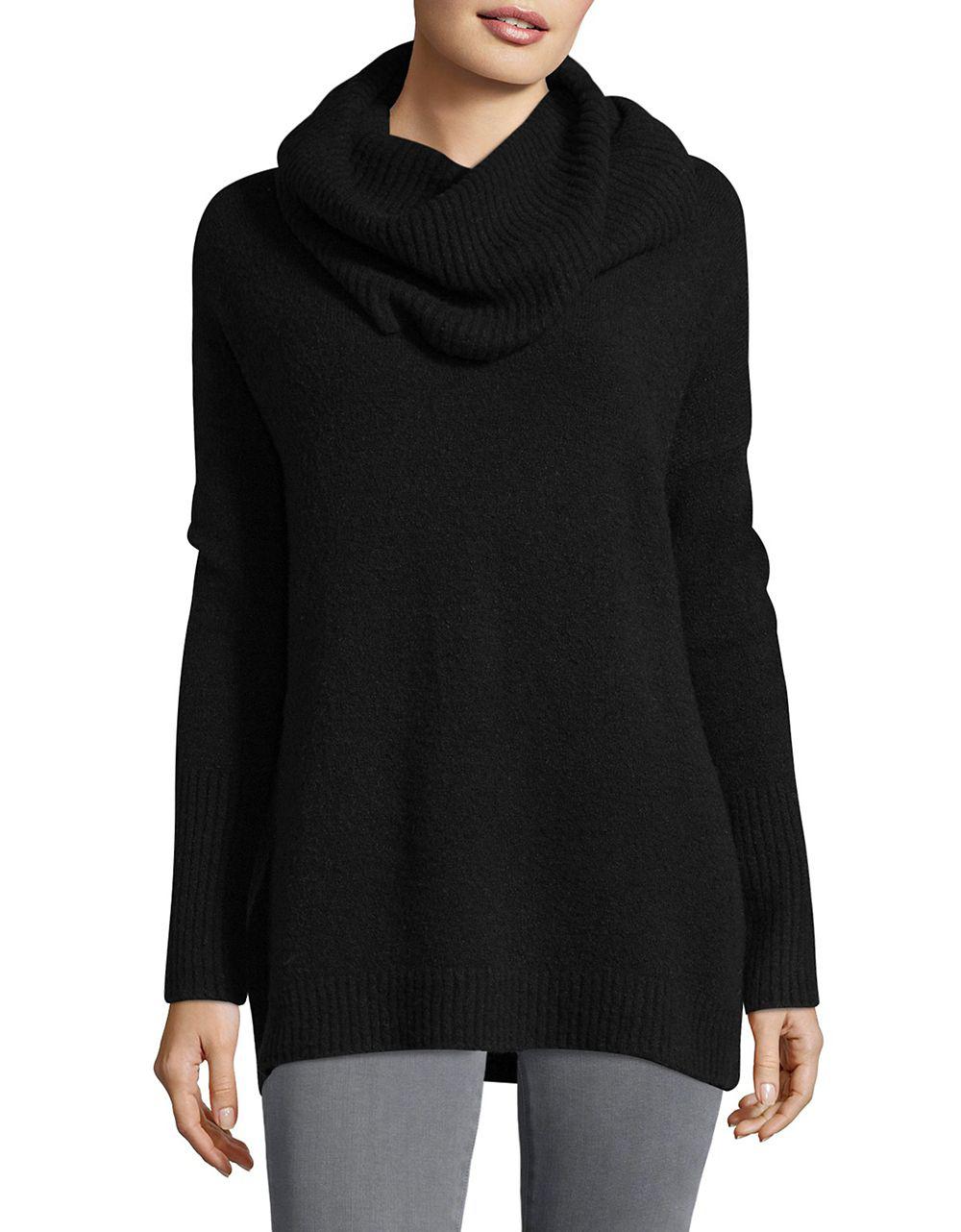 French connection Textured Cowlneck Sweater in Black | Lyst