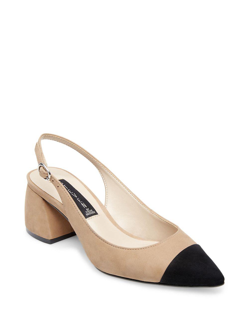 Steven by Steve Madden Agent Suede Slingback Pumps in Natural - Lyst