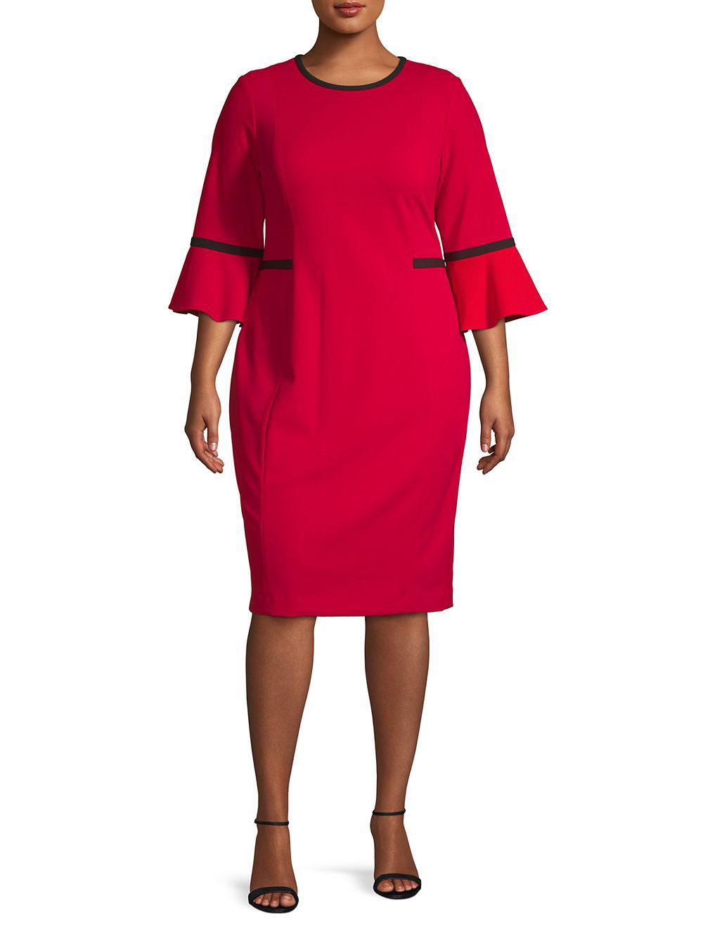 Calvin Klein Red Bell Sleeve Knee Length Dress | If Christmas Is For  Fascinators and Tiaras, Princess Eugenie Definitely Challenged That Rule |  POPSUGAR Fashion Photo 6