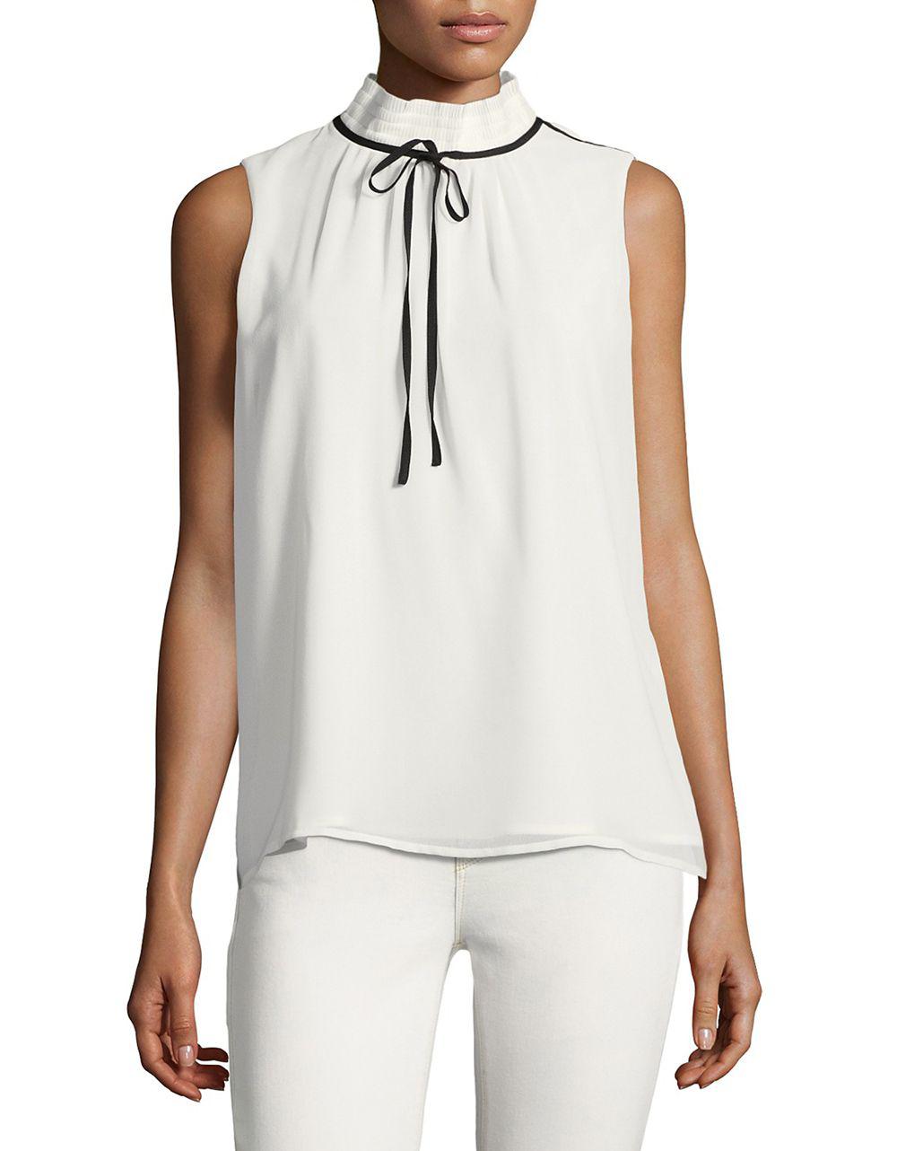 Lyst - Karl lagerfeld Soft Mock Neck Top in White