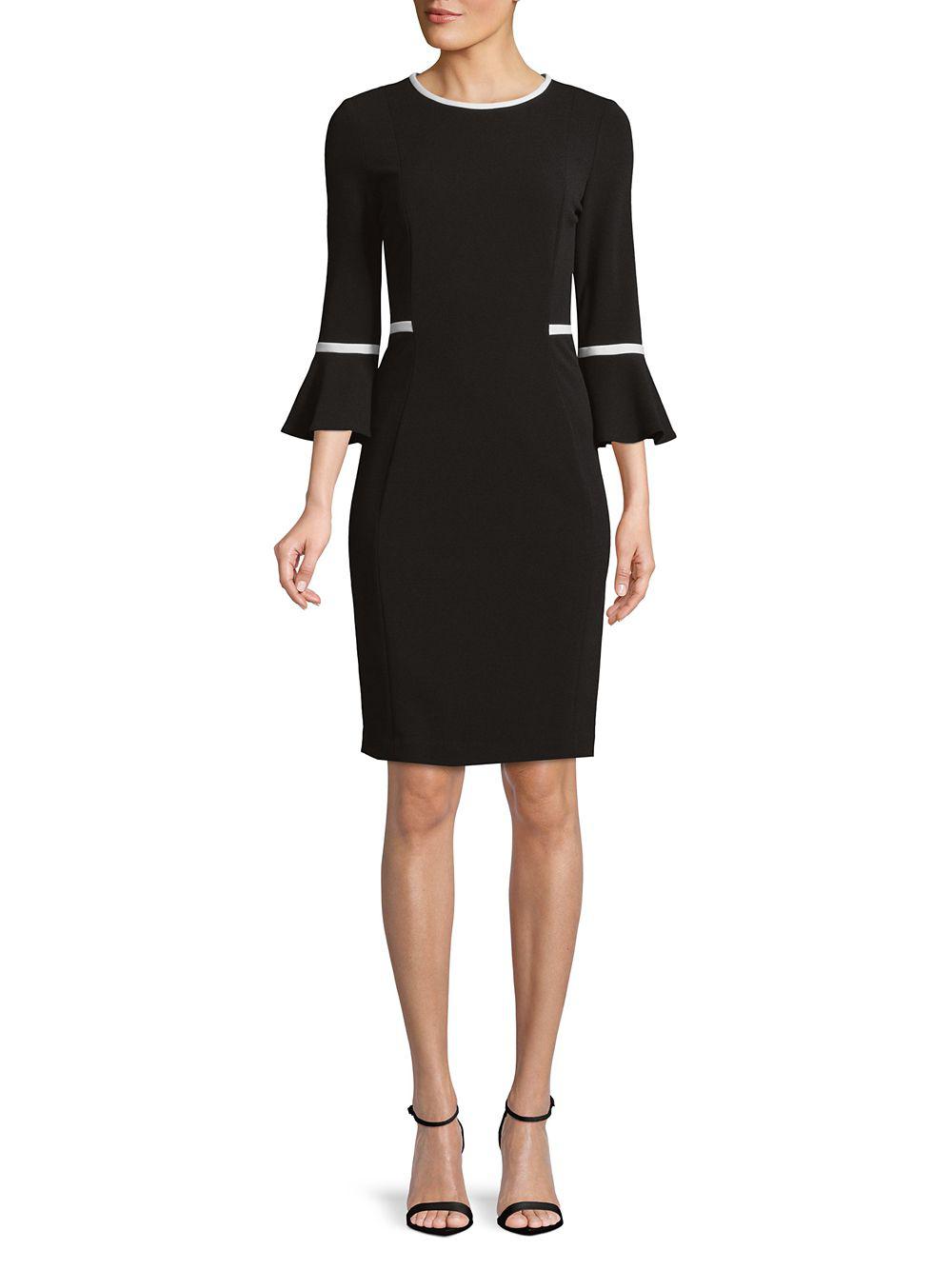 Calvin klein bell sleeve sheath dress black
