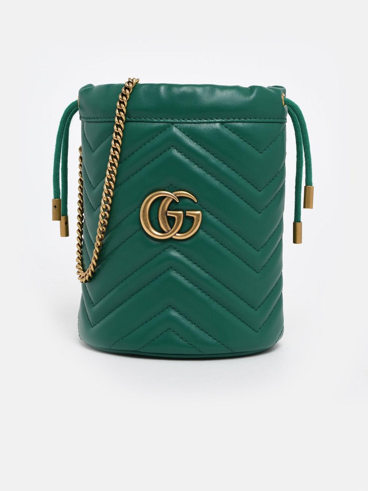Gucci Green GG Marmont Bucket Bag in Green - Lyst