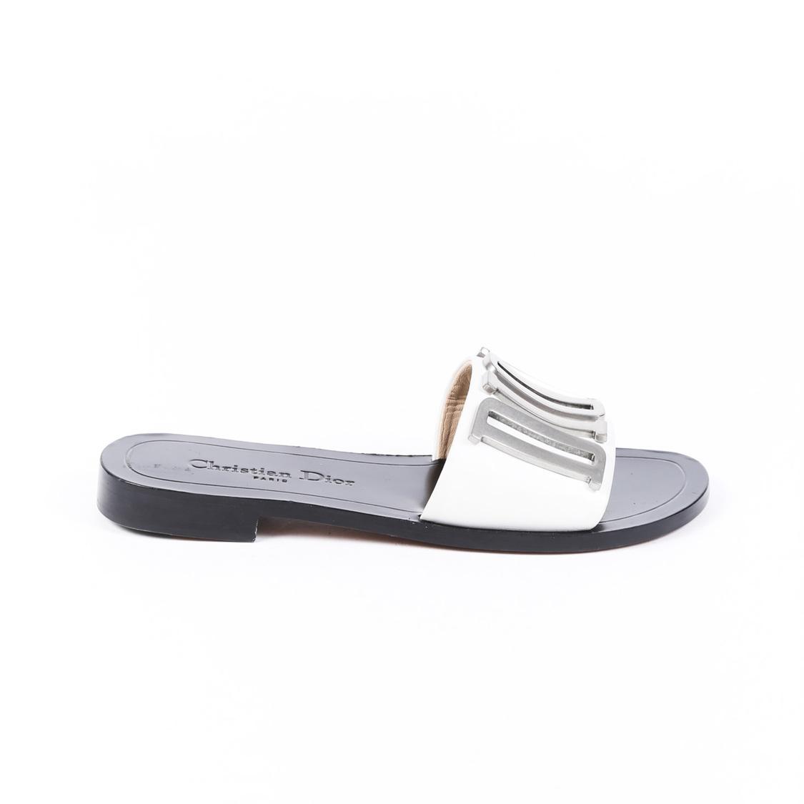 dior white flat sandals