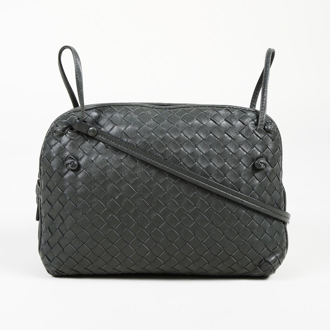 Lyst - Bottega Veneta Intrecciato Leather Crossbody Bag in Gray