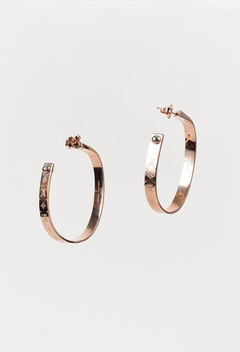 Louis Vuitton - Nanogram Earrings - Brass - Gold - Women - Luxury