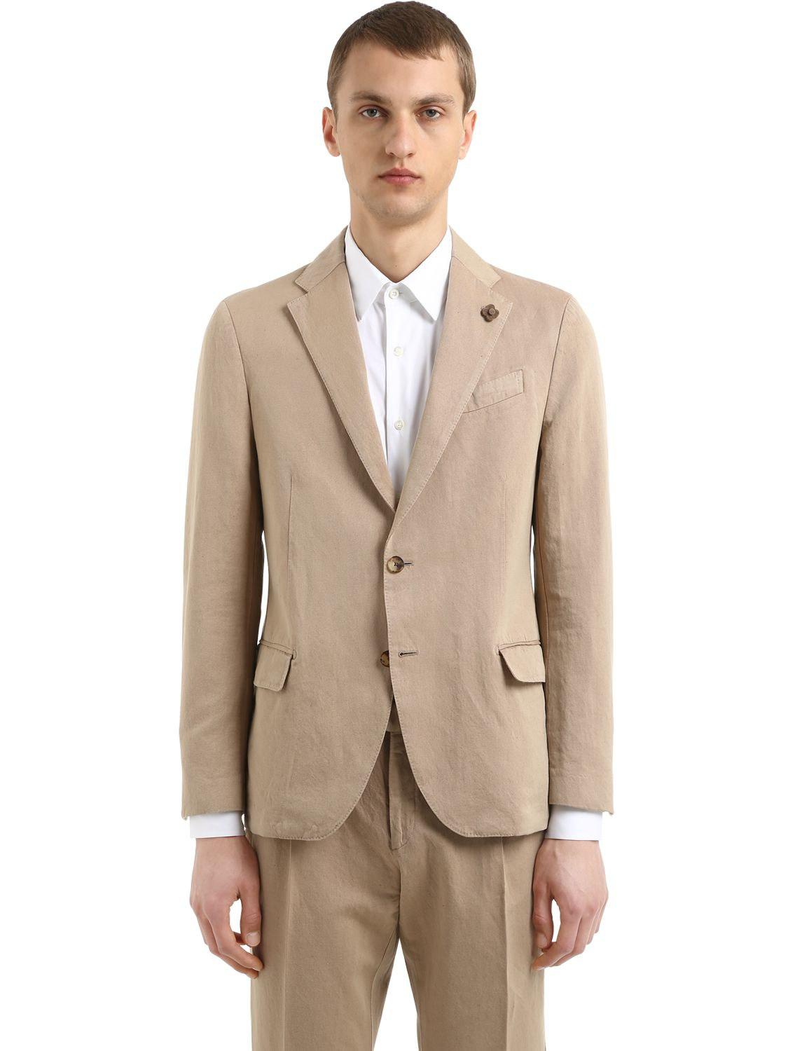 Lyst - Lardini Linen & Cotton Unlined Suit in Natural for Men
