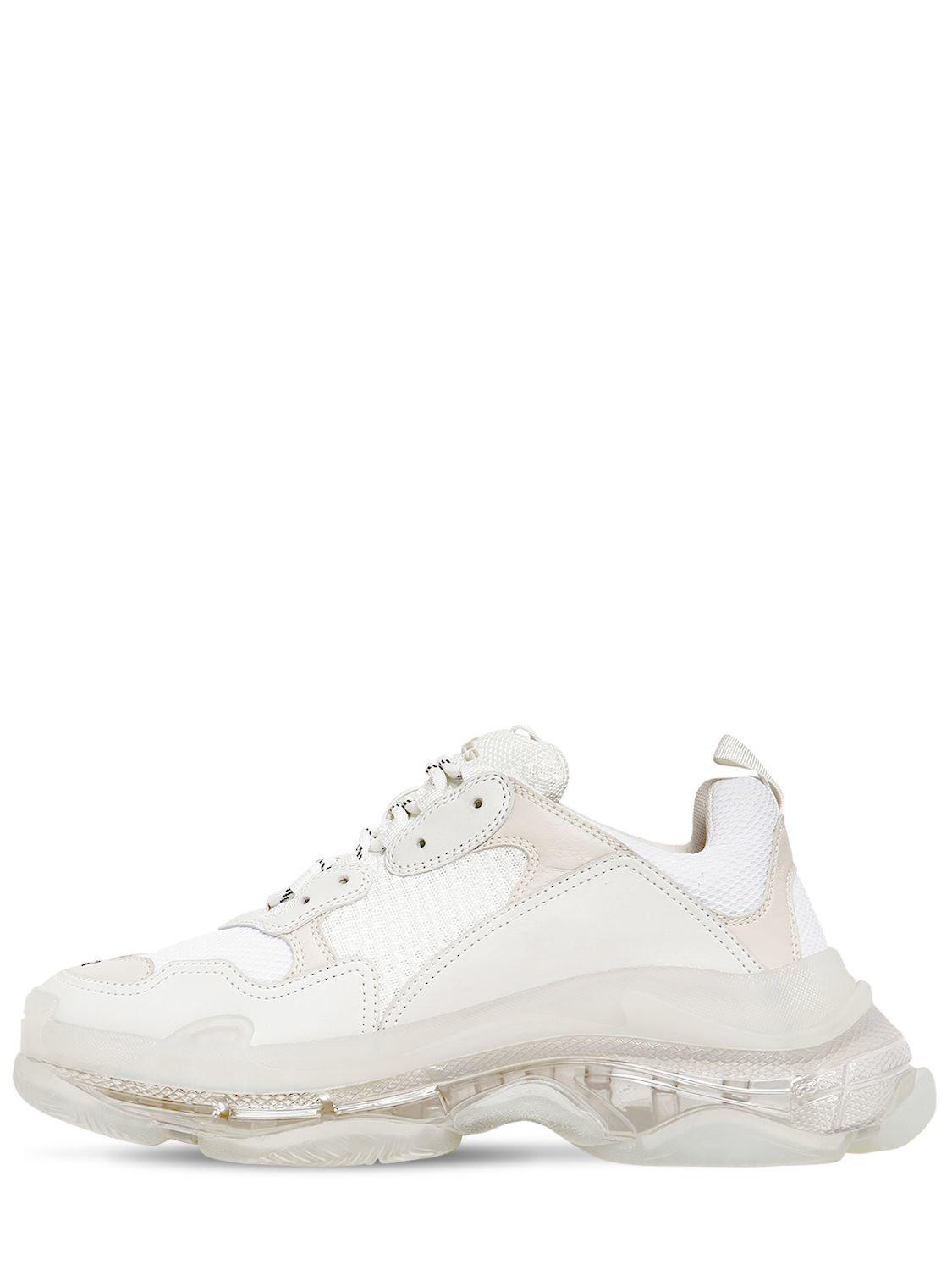 Balenciaga Leather Triple S Bubble Sole Sneakers in White for Men - Lyst
