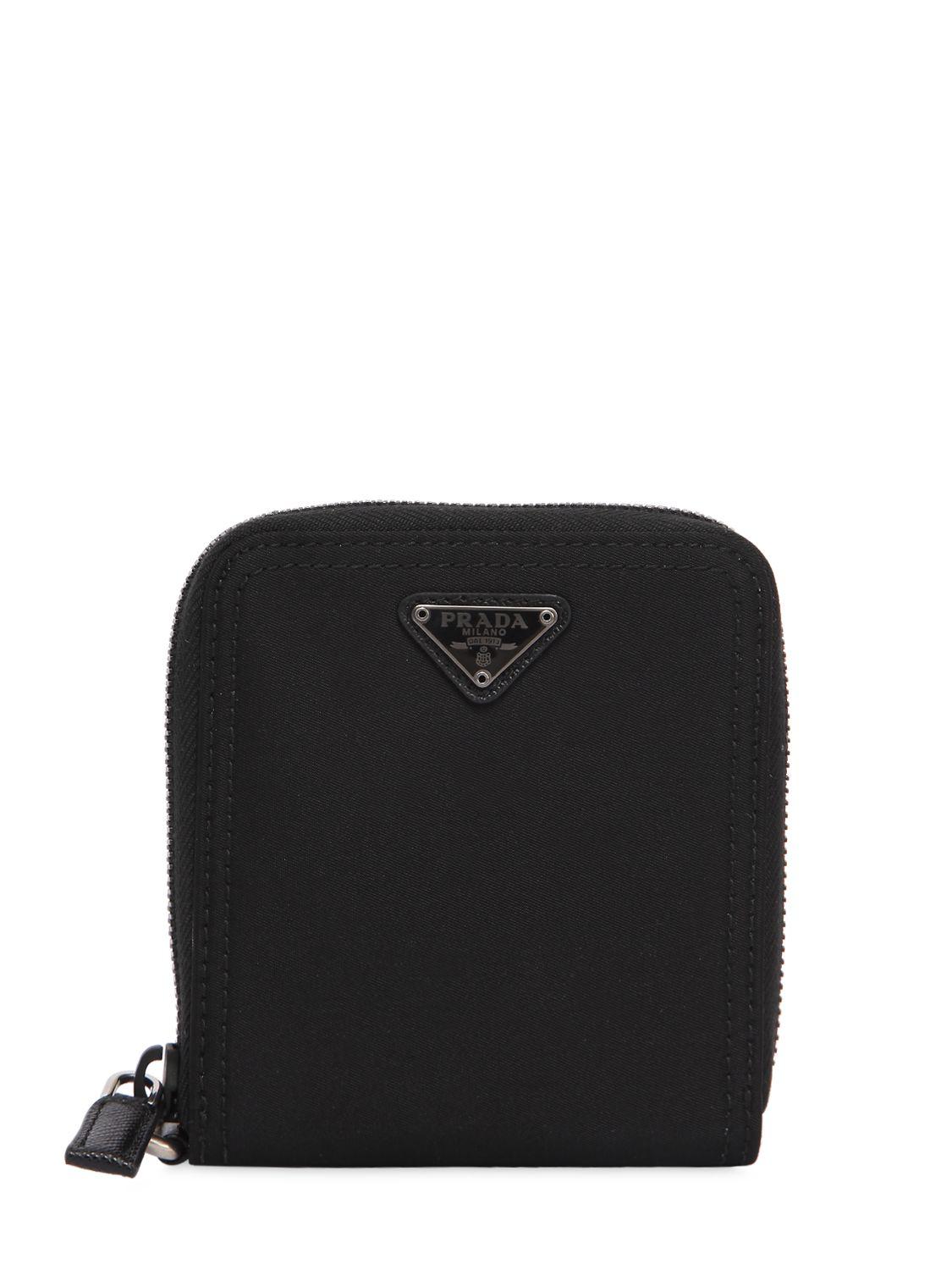 prada black nylon wallet