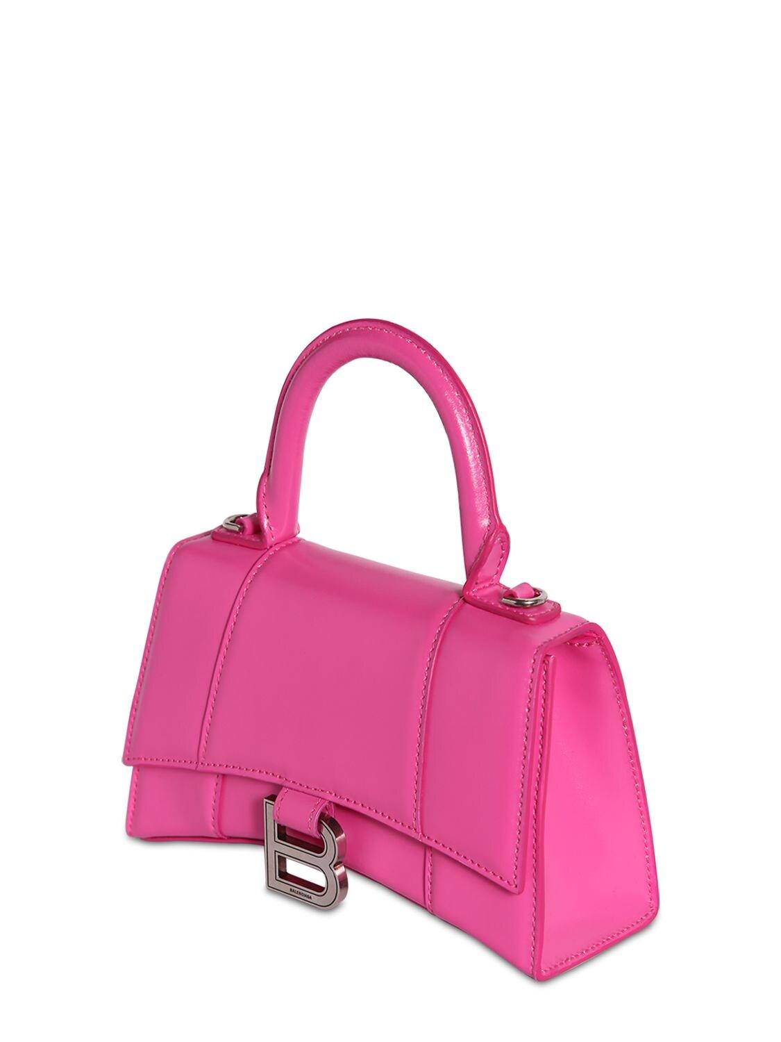 Balenciaga Xs Hourglass Smooth Leather Bag in Acid Fuchsia (Pink) - Lyst