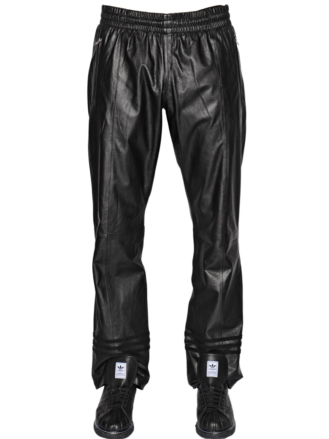 Lyst - Adidas Originals Straight Leather Pants in Black for Men